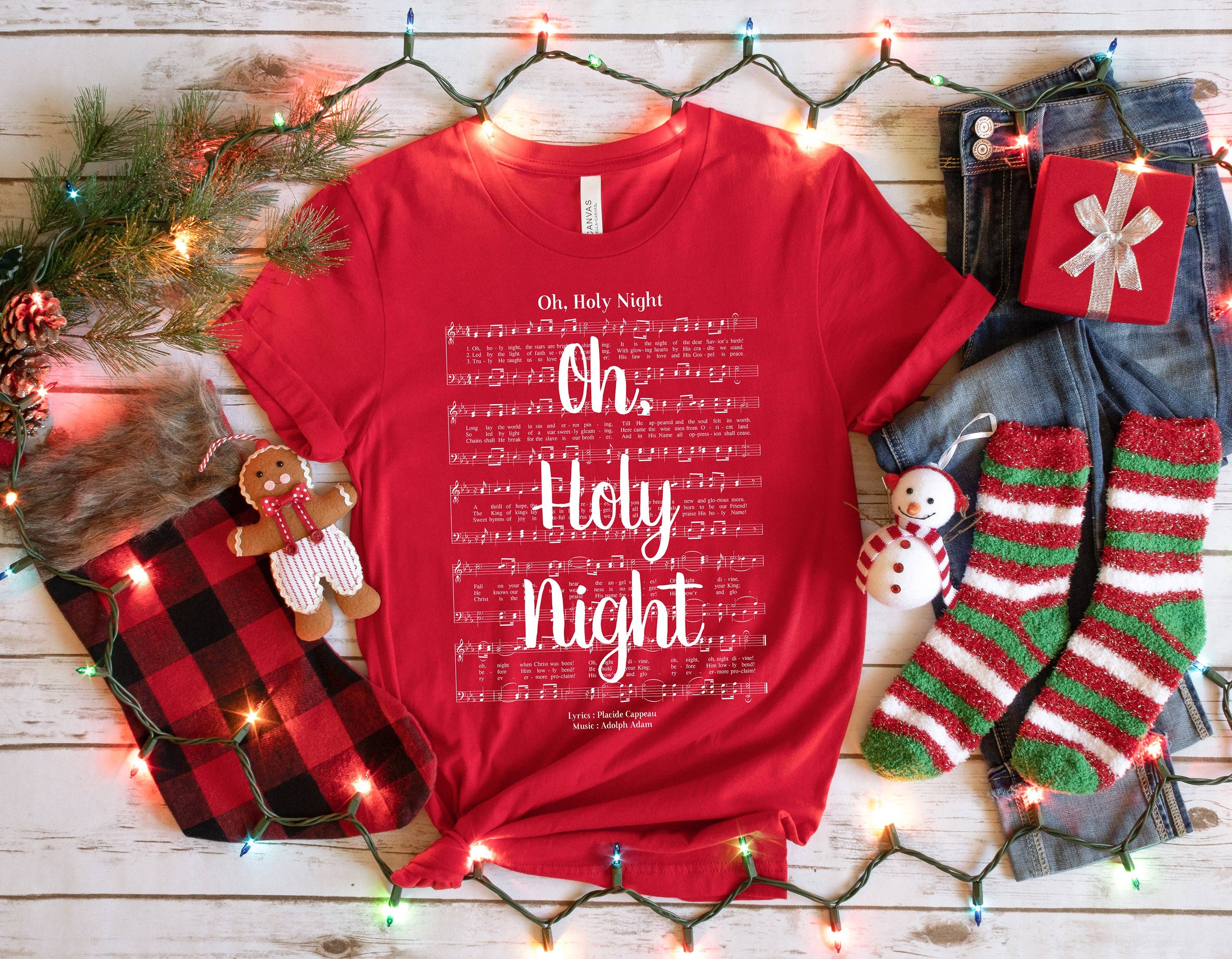 Oh, Holy Night Hymn T-Shirt - White Ink Hoodie, Sweatshirt | PodTeesHub.com
