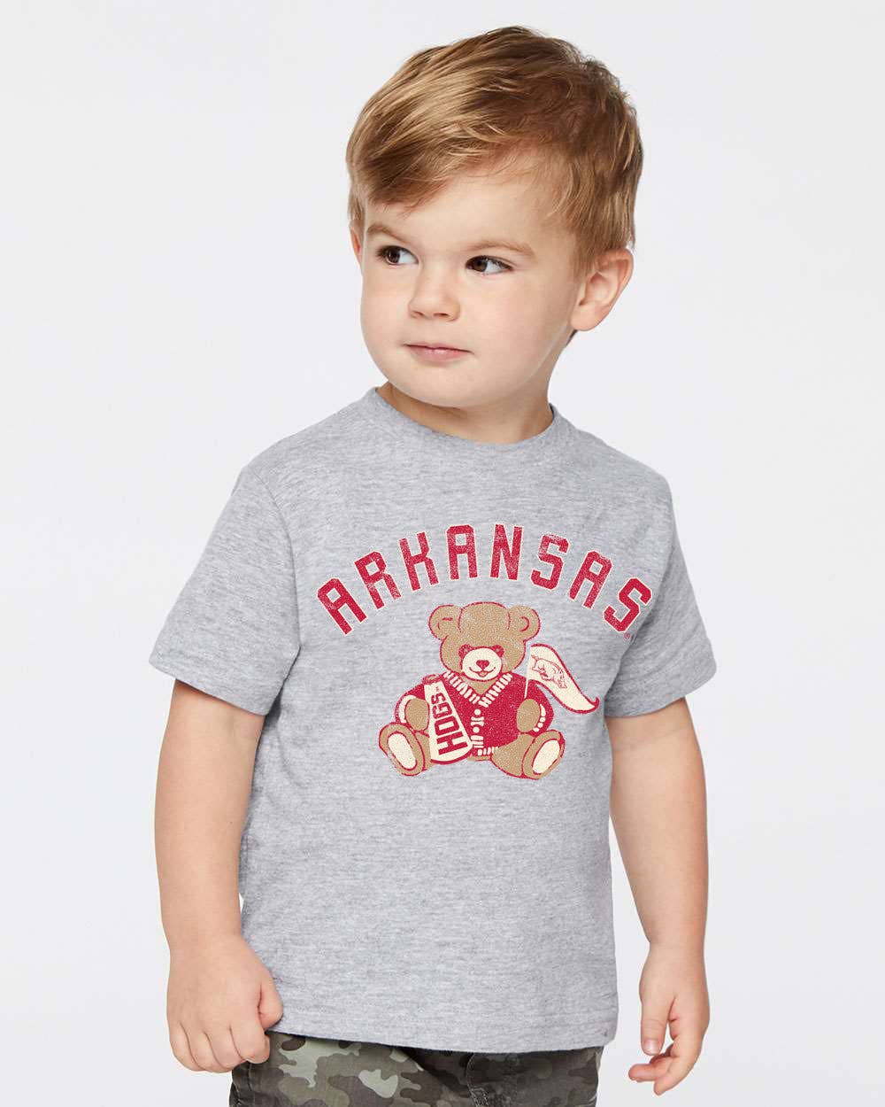 Children's Arkansas Razorbacks Bear Gray Tee Hoodie, Sweatshirt | PodTeesHub.com