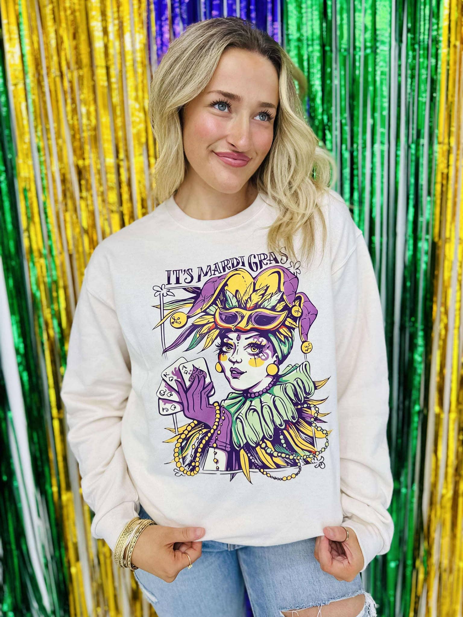 It's Mardi Gras Jester with Cards Dtf Sweatshirt T-Shirts, Hoodie | PodTeesHub.com