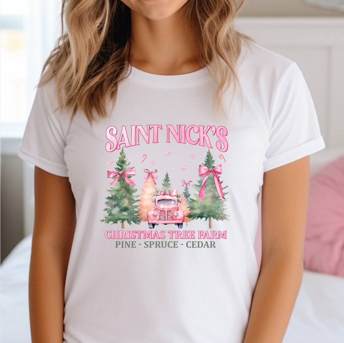 Saint Nicks Christmas Tree Farm Tee or Sweatshirt Hoodie | PodTeesHub.com
