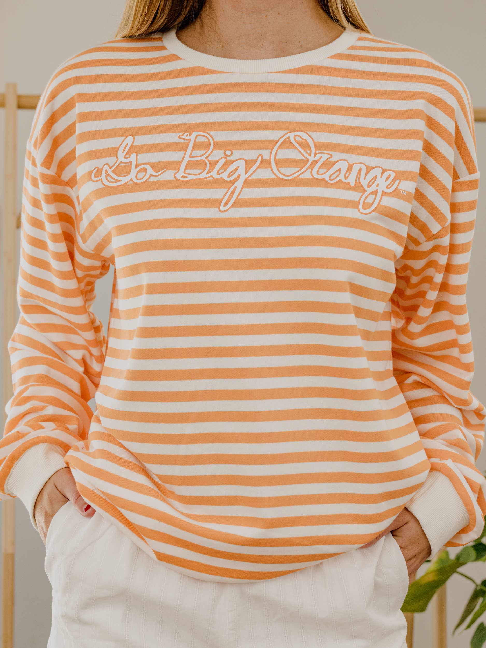 Tennessee Vols Simple Script Or/Wt Stripe Hi-Dive Sweatshirt T-Shirts, Hoodie | PodTeesHub.com