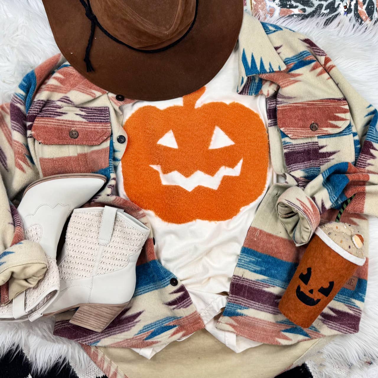 Orange Jack-O-Lantern Fluffy Tee Hoodie, Sweatshirt | PodTeesHub.com