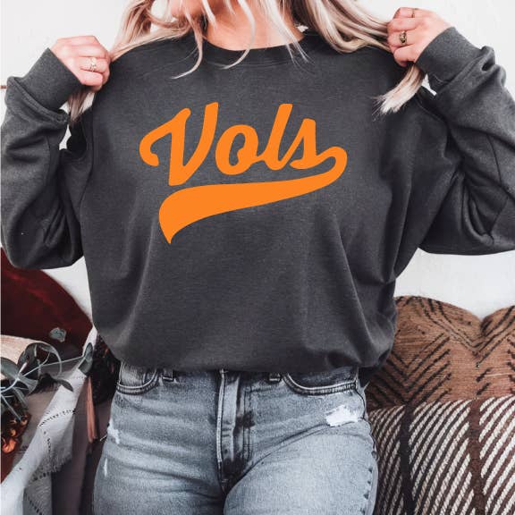 Vols Crew Sweatshirt, Dark Heather Gray T-Shirts, Hoodie | PodTeesHub.com