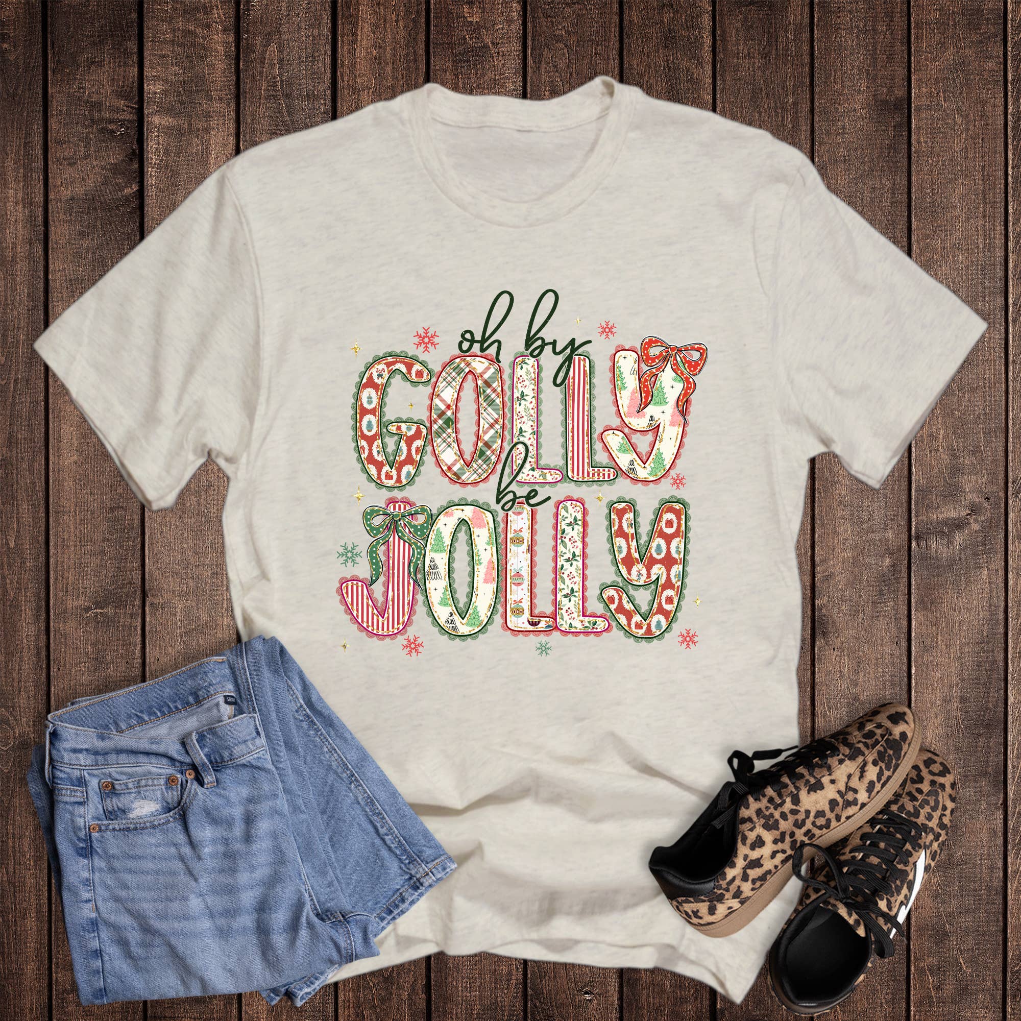 Christmas Oh By Golly Be Jolly Graphic Tee Hoodie, Sweatshirt | PodTeesHub.com