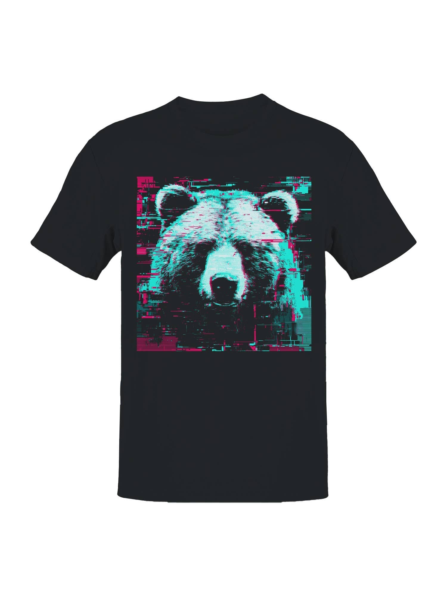 Glitch Art Bear Design Men's T-Shirt Hoodie, Sweatshirt | PodTeesHub.com