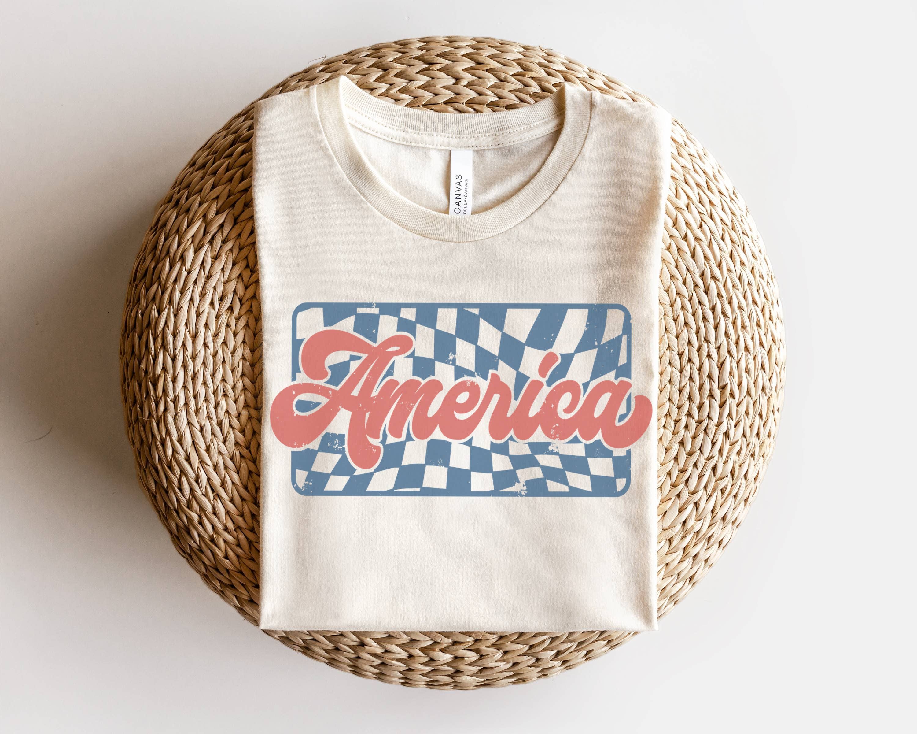 Checkered America Tee | Patriotic T Shirt | Usa Tee Hoodie, Sweatshirt | PodTeesHub.com