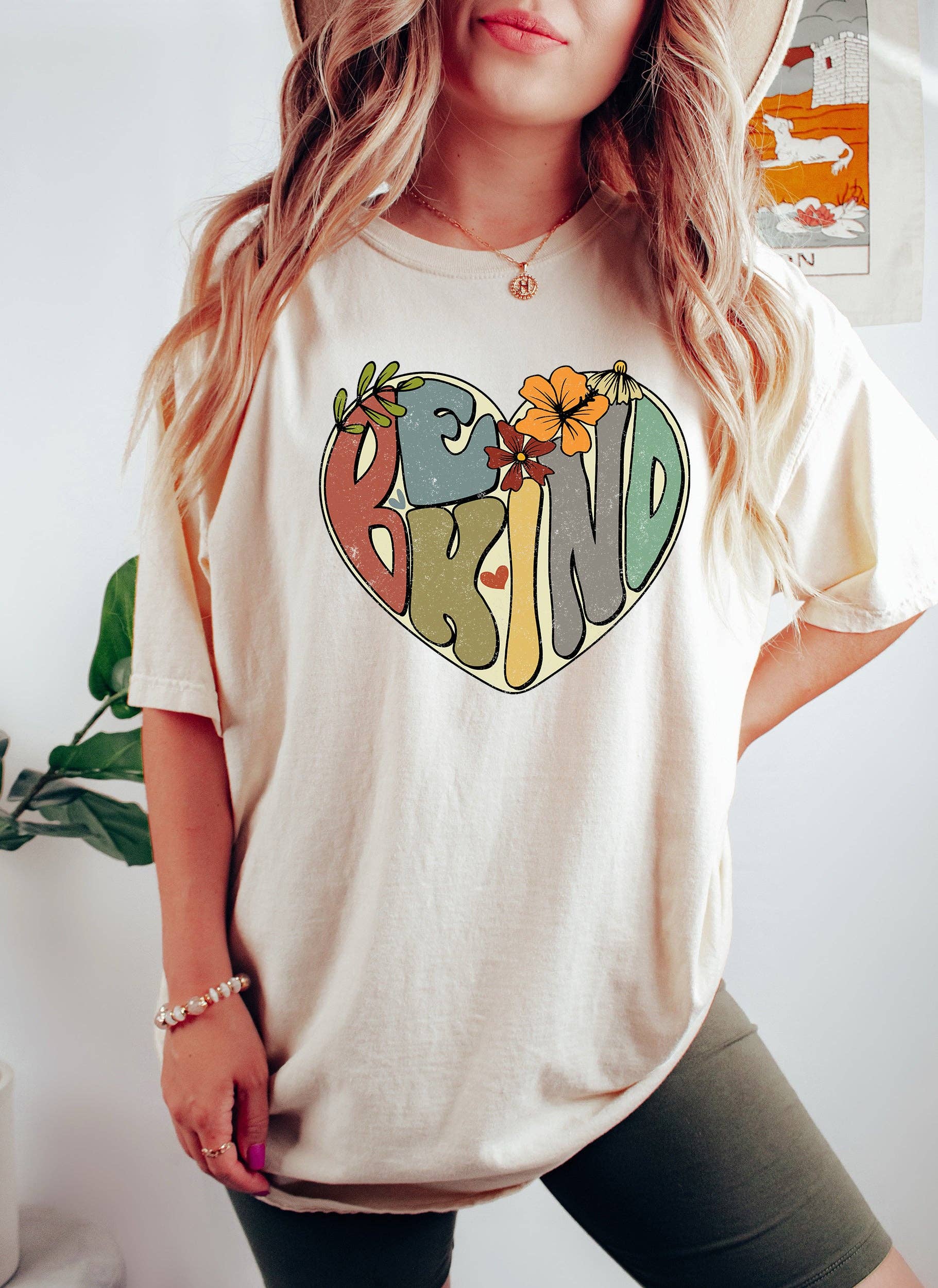 Be Kind Heart and Flowers Positivity Retro T-Shirt Hoodie, Sweatshirt | PodTeesHub.com