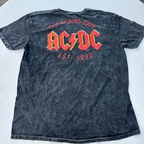 Band Tees New Ac Dc The Razors Edge Vintage Washed T Shirt Sz L Hoodie, Sweatshirt | PodTeesHub.com