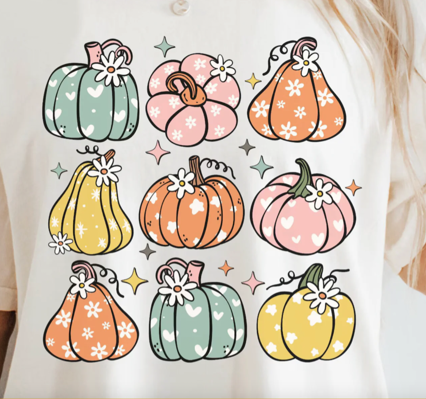 9 Pretty Pumpkins   - Cream Sweatshirt or Tee Hoodie | PodTeesHub.com