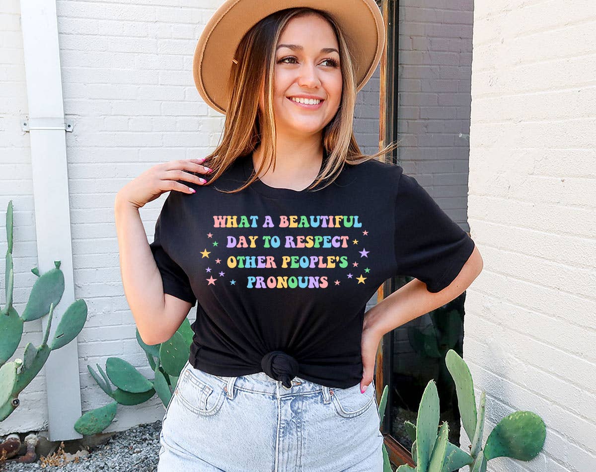 A Beautiful Day To Respect Pronouns - Pride Lgbtq T-Shirt Hoodie, Sweatshirt | PodTeesHub.com