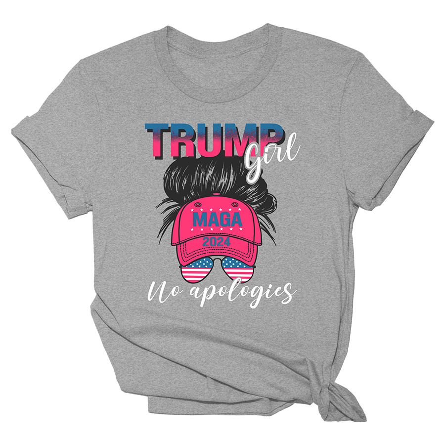 Trump Girl No Apologies - Lmf Girl Tee Heather Grey Tee Hoodie, Sweatshirt | PodTeesHub.com