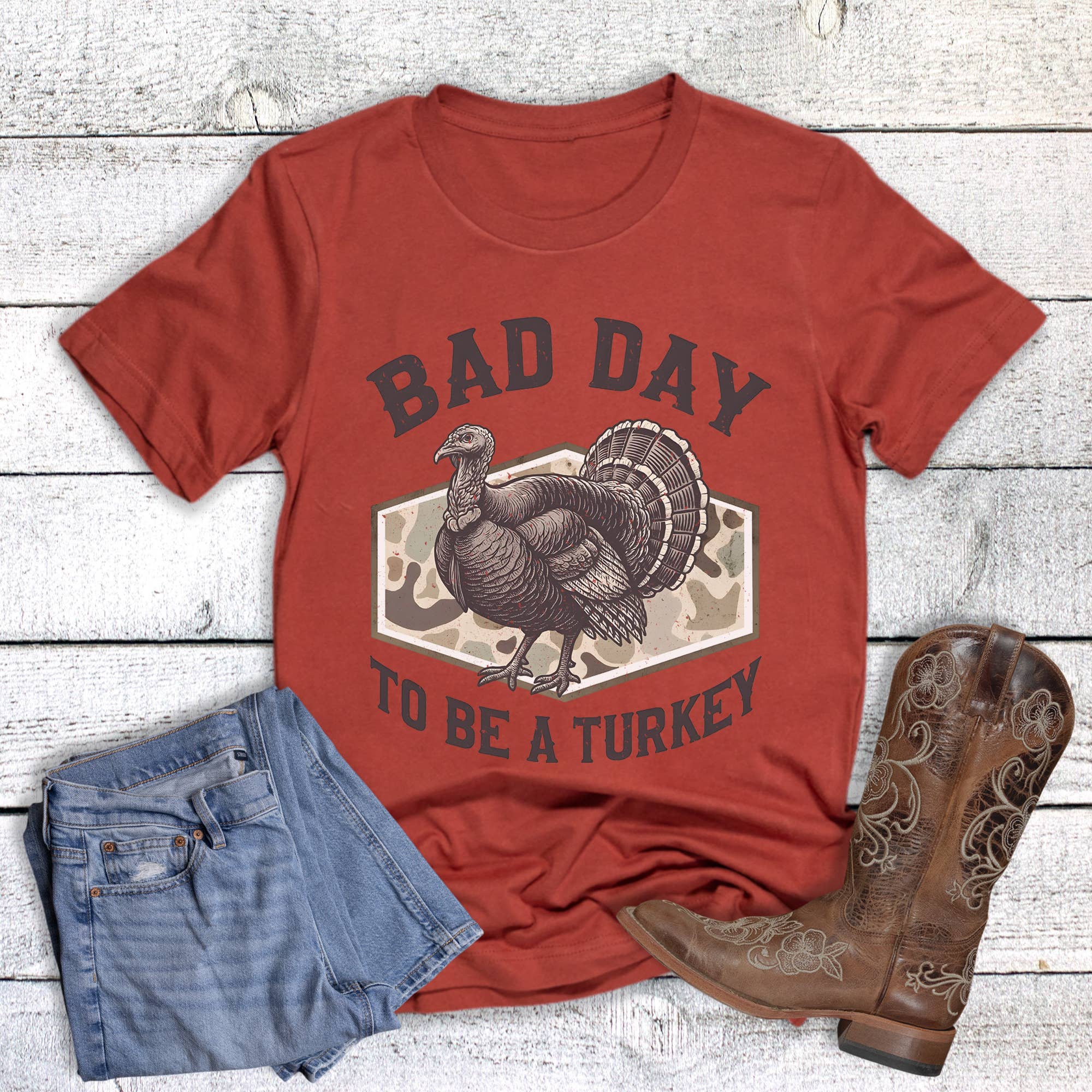 Thanksgiving Hunting Bad Day To Be A Turkey Camo Graphic Tee Hoodie, Sweatshirt | PodTeesHub.com