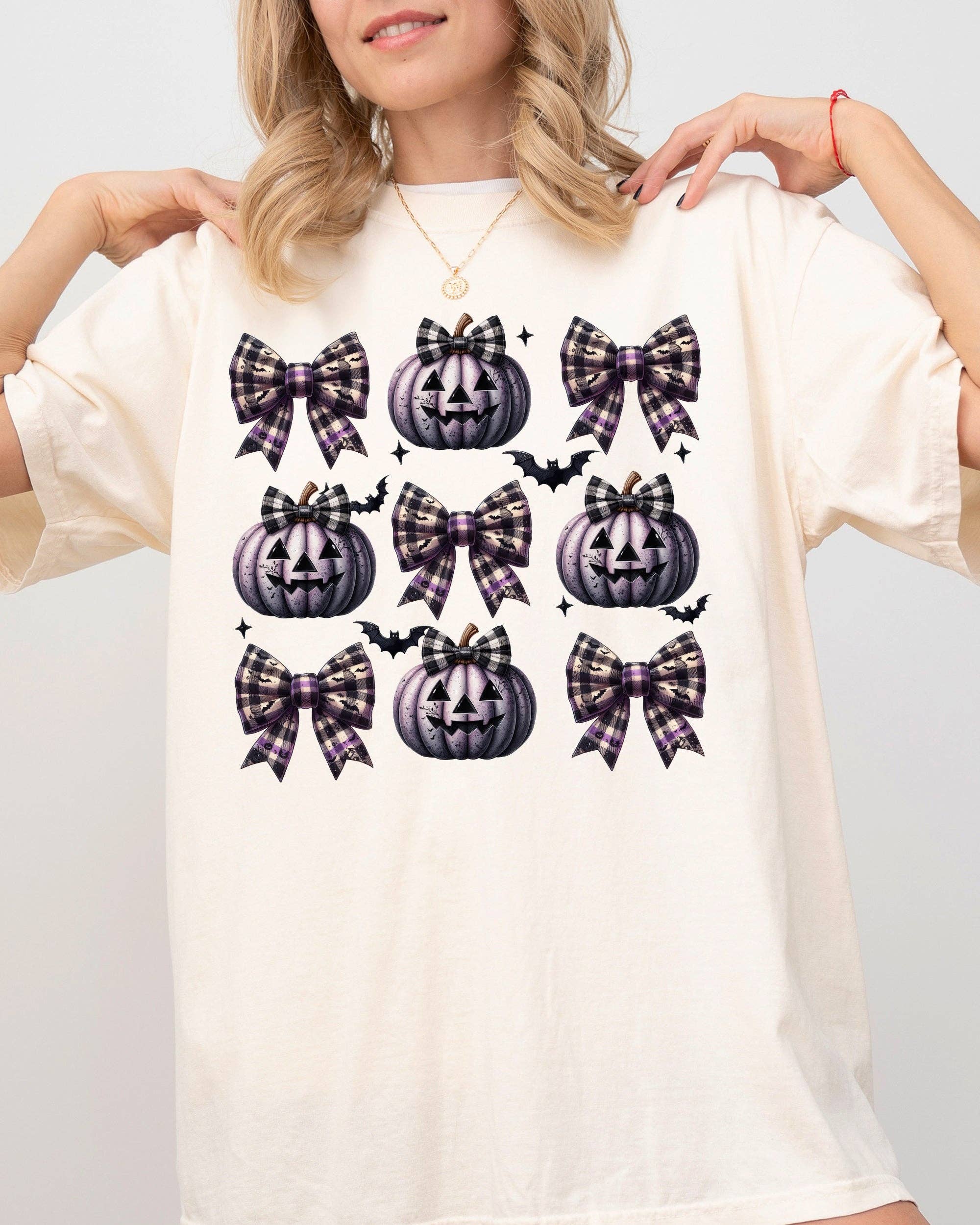 Bow, Pumpkin, Coquette, Vintage Western Halloween Tshirt Hoodie, Sweatshirt | PodTeesHub.com