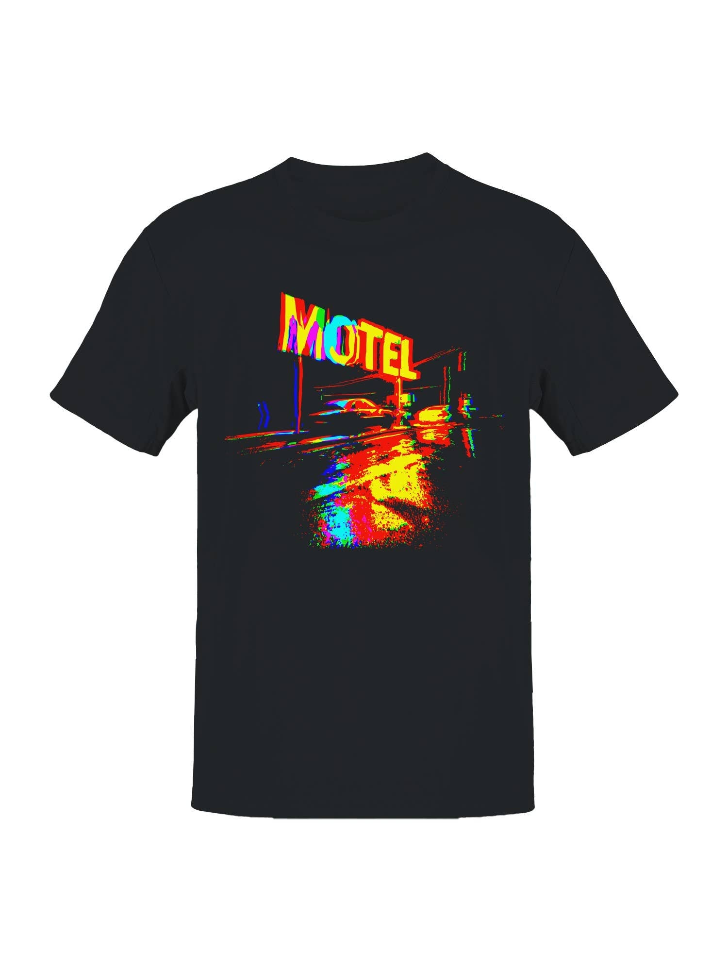 Neon Motel Nightscape Art Men's T-Shirt Hoodie, Sweatshirt | PodTeesHub.com
