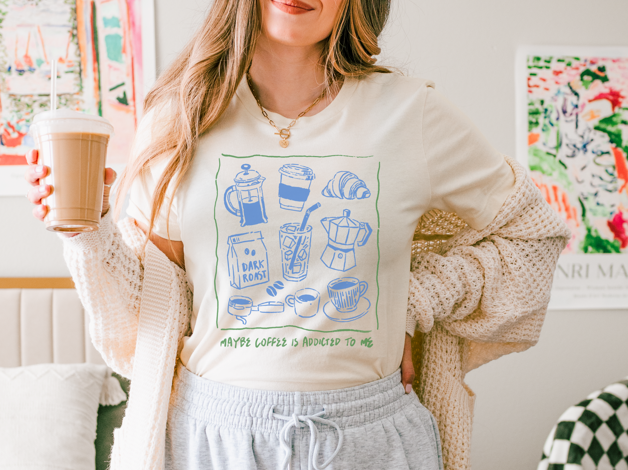 Maybe Coffee Is Addicted To Me Graphic Tee Hoodie, Sweatshirt | PodTeesHub.com