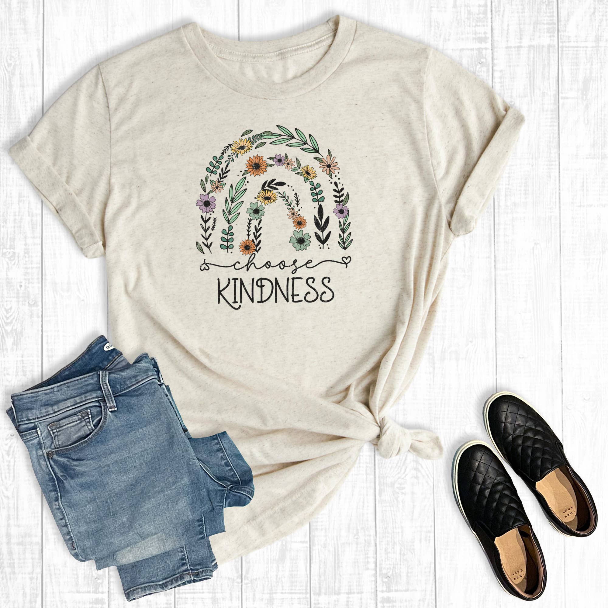 Floral Choose Kindness Graphic Tee Hoodie, Sweatshirt | PodTeesHub.com