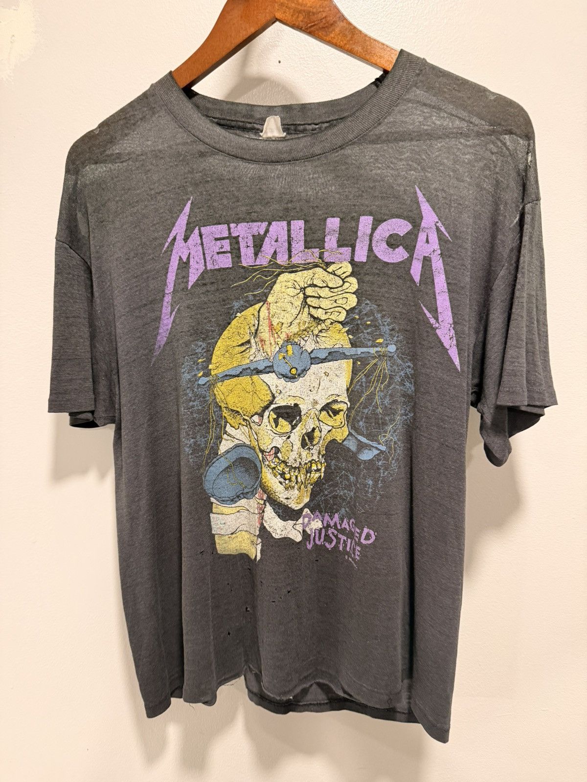 Band Tees Vintage 80s Metallica Hammer Of Justice Paper Thin Tshirt Hoodie, Sweatshirt | PodTeesHub.com