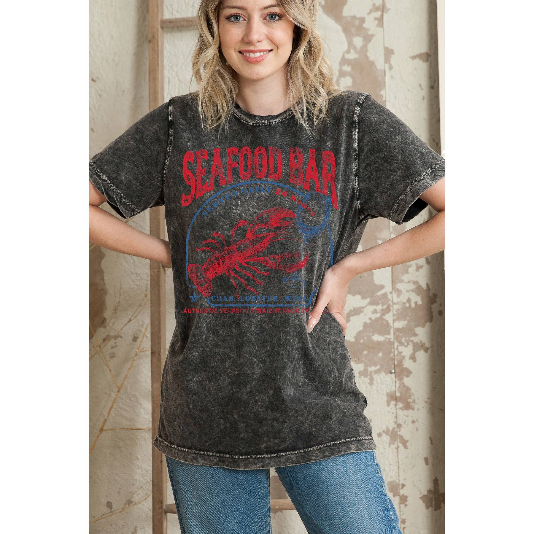 Seafood Bar Mineral Washed T Shirt Hoodie, Sweatshirt | PodTeesHub.com