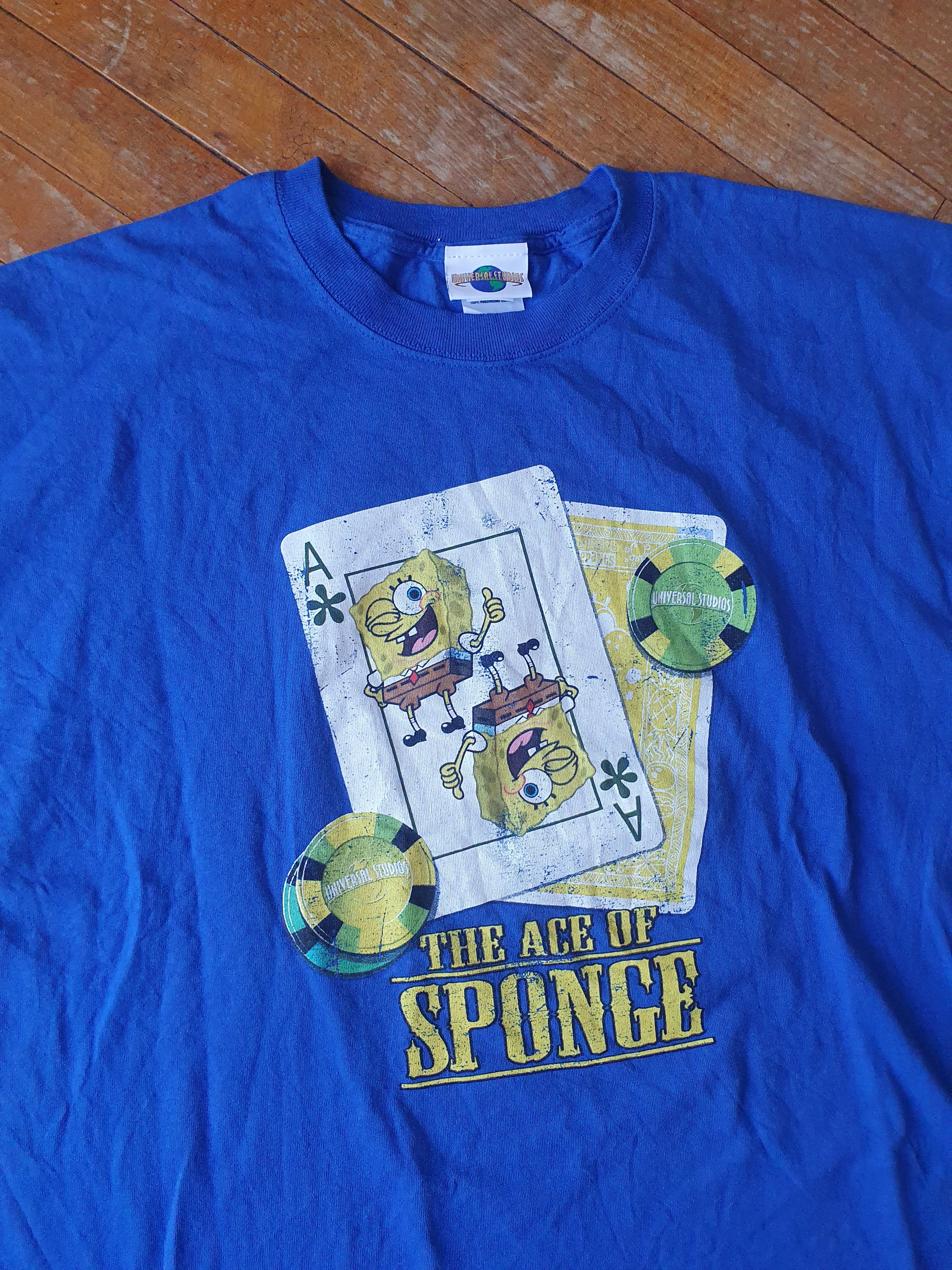 Vintage Spongebob Universal Studios The Ace Of The Sponde Tee Sz Xxl Hoodie, Sweatshirt | PodTeesHub.com