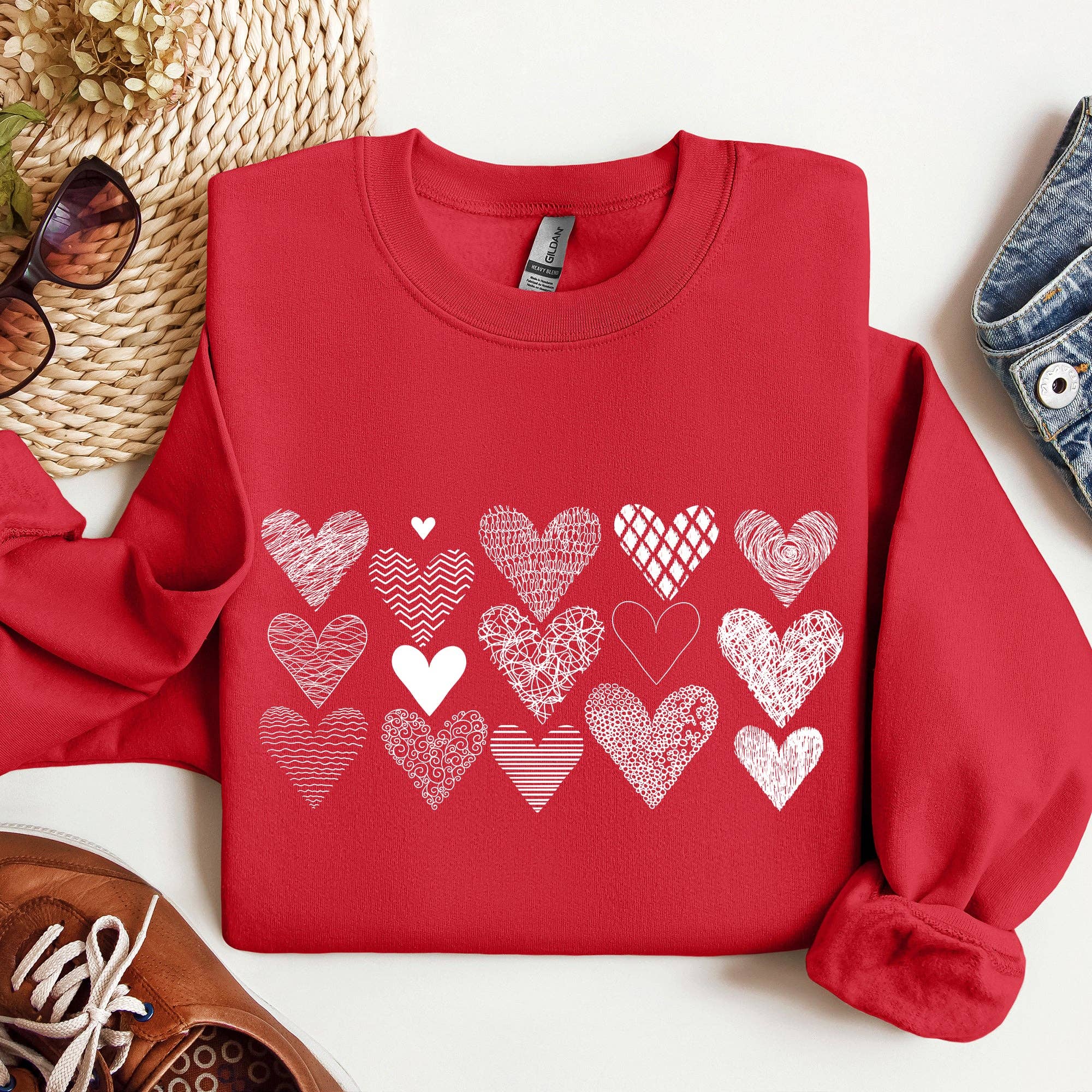 Heart Doodles, Sweatshirt, Valentine's Day T-Shirts, Hoodie | PodTeesHub.com