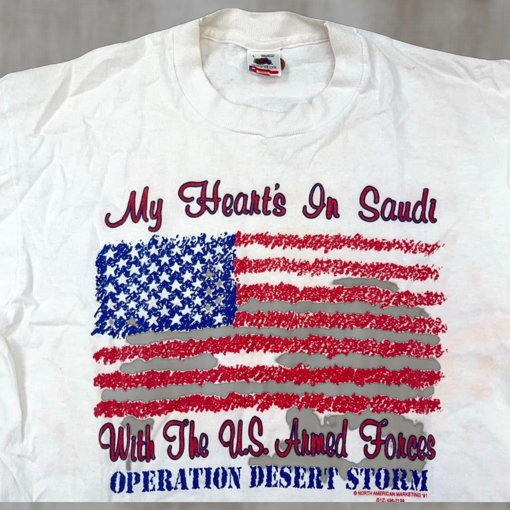 Fruit Loom Vintage Desert Storm Shirt Large White 90s Grunge 90s Print Fruit T-Shirts, Hoodie, Sweatshirt