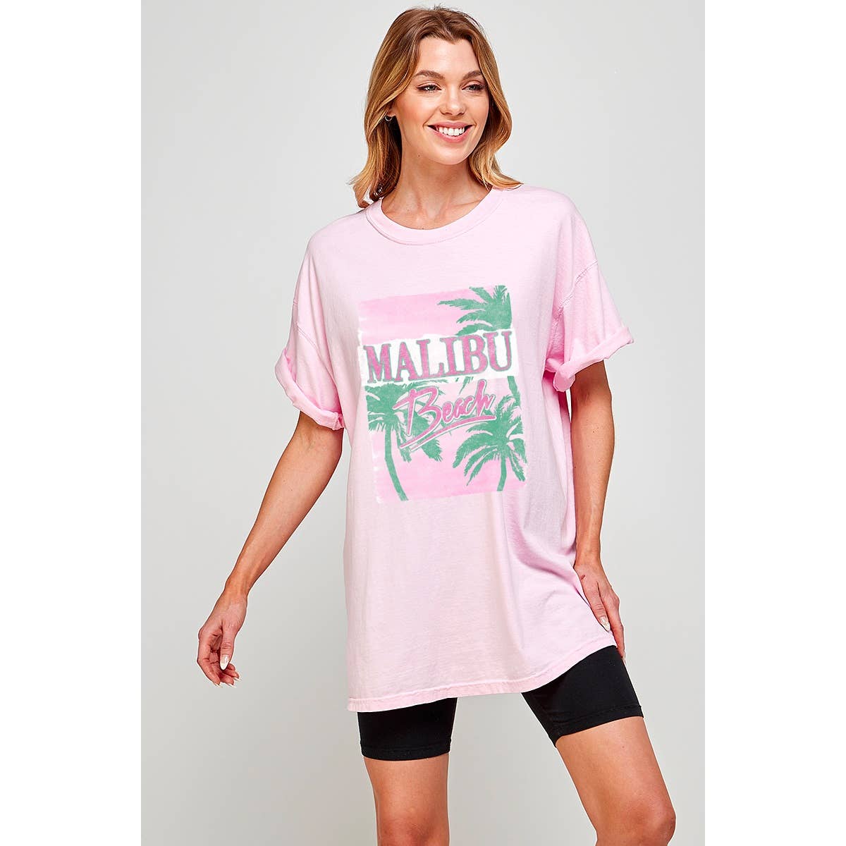 Malibu Beach Oversized Tee Hoodie, Sweatshirt | PodTeesHub.com