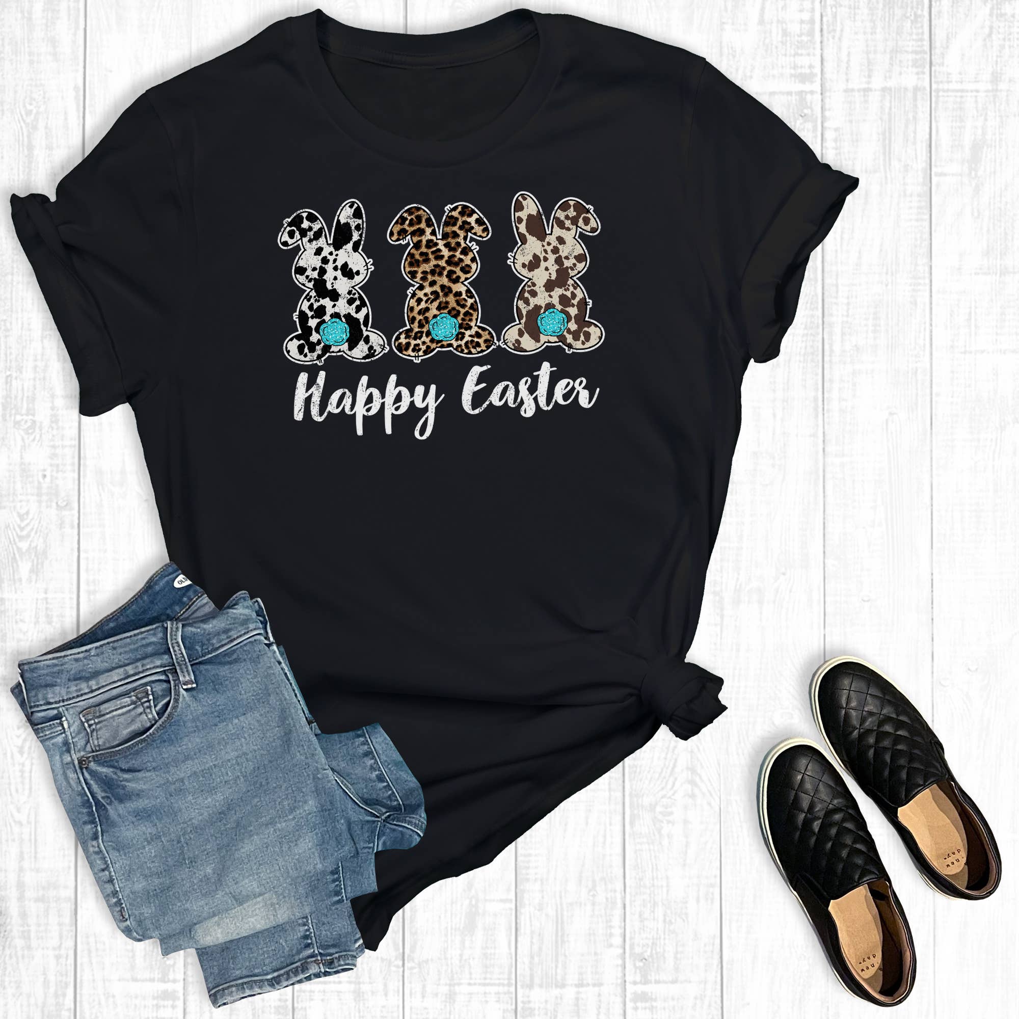 Happy Easter Bunny Trio Graphic Tee Hoodie, Sweatshirt | PodTeesHub.com