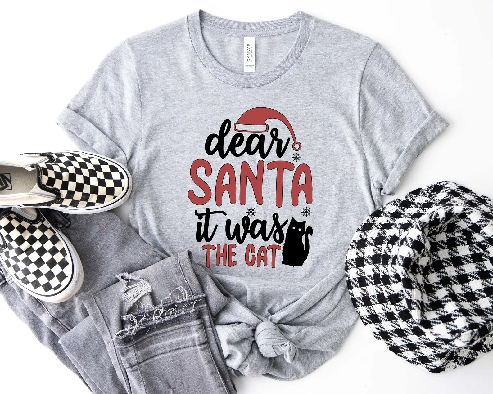 Dear Santa It Was the Cat T-Shirt Hoodie, Sweatshirt | PodTeesHub.com