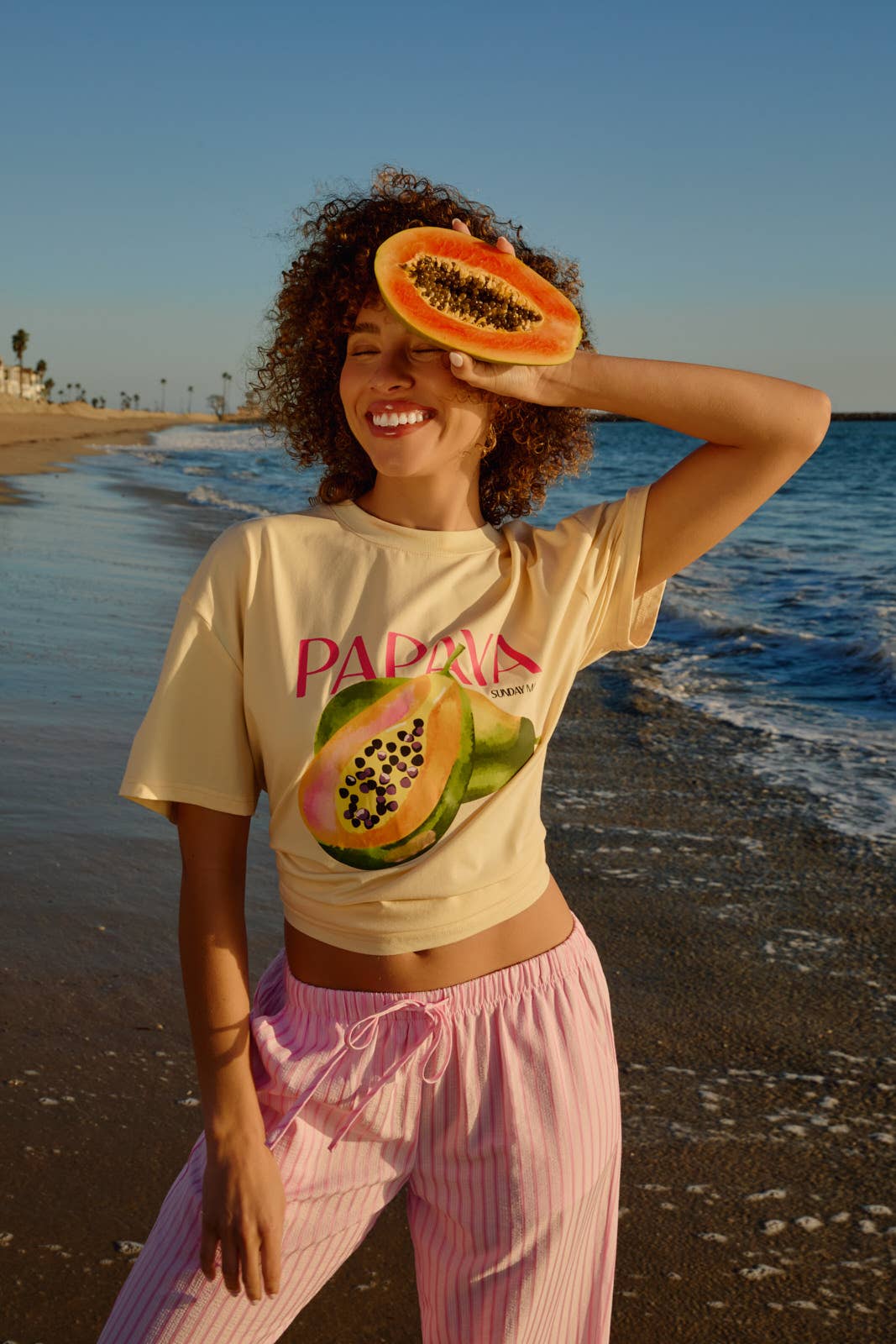 Crew Neck Short Sleeve "Papaya" Graphic T-Shirt Hoodie, Sweatshirt | PodTeesHub.com