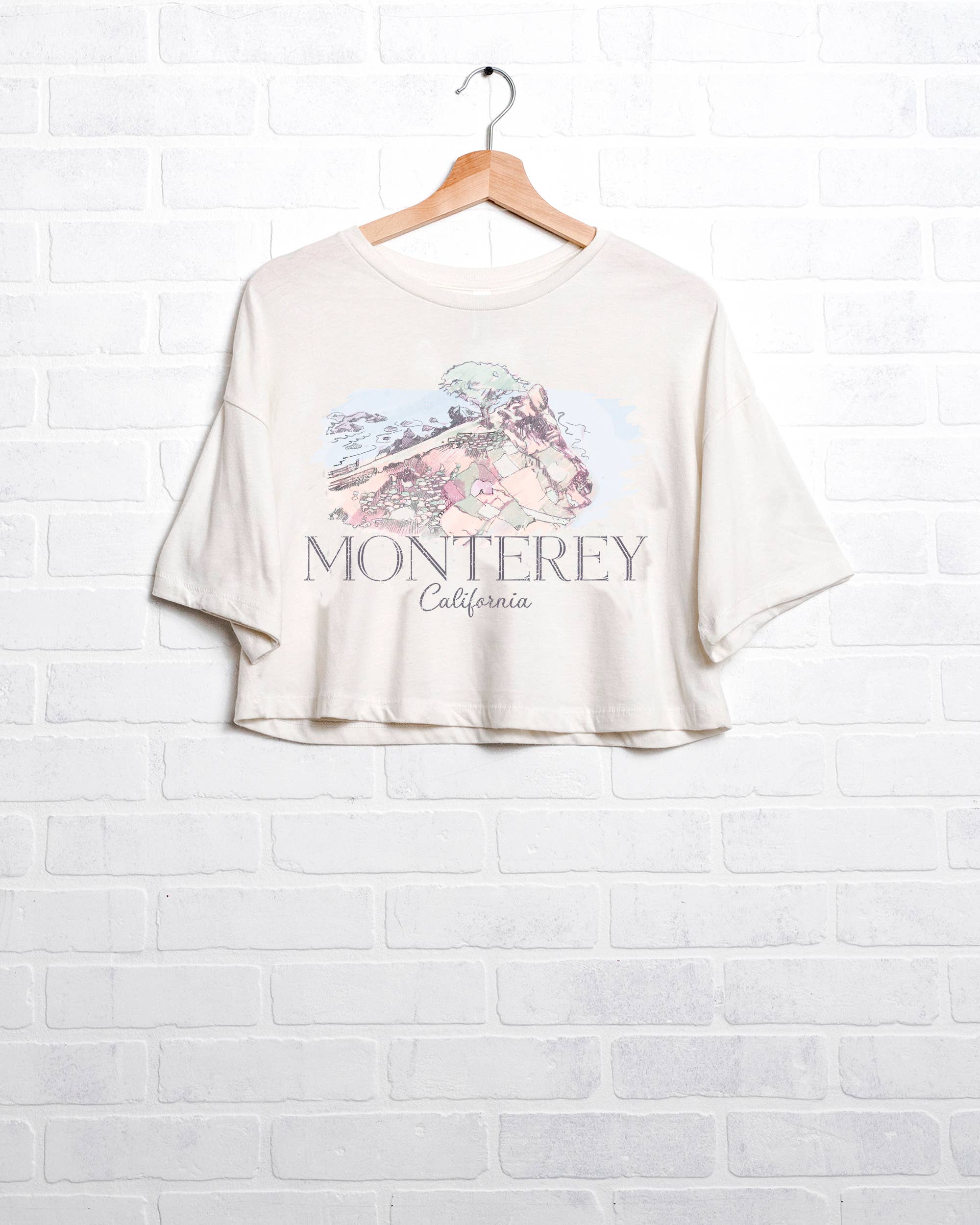 Monterey Off White Cropped Graphic Tee Hoodie, Sweatshirt | PodTeesHub.com