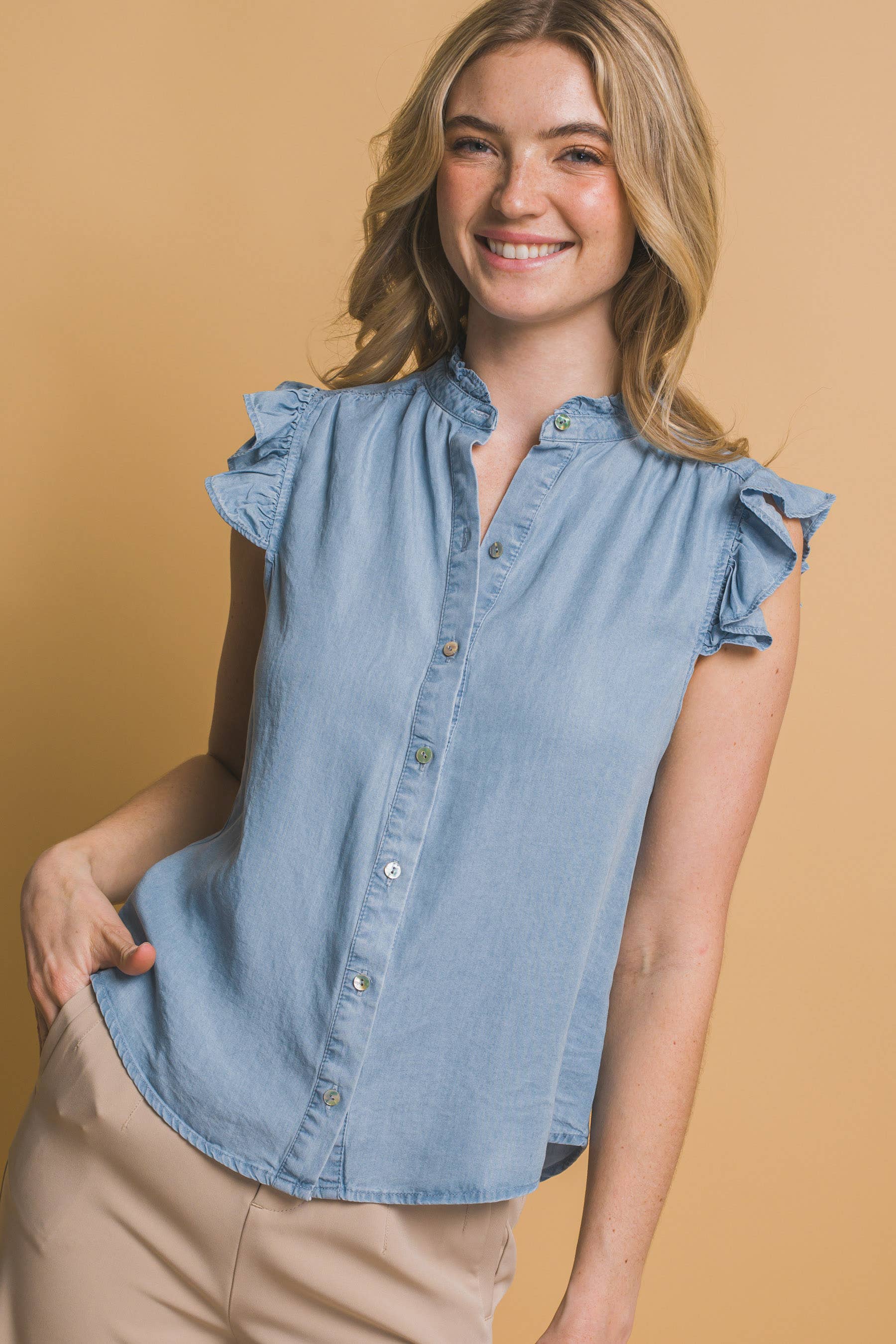 ..SI-27518 Ruffle Sleeve and Neck Shirt Hoodie, Sweatshirt | PodTeesHub.com