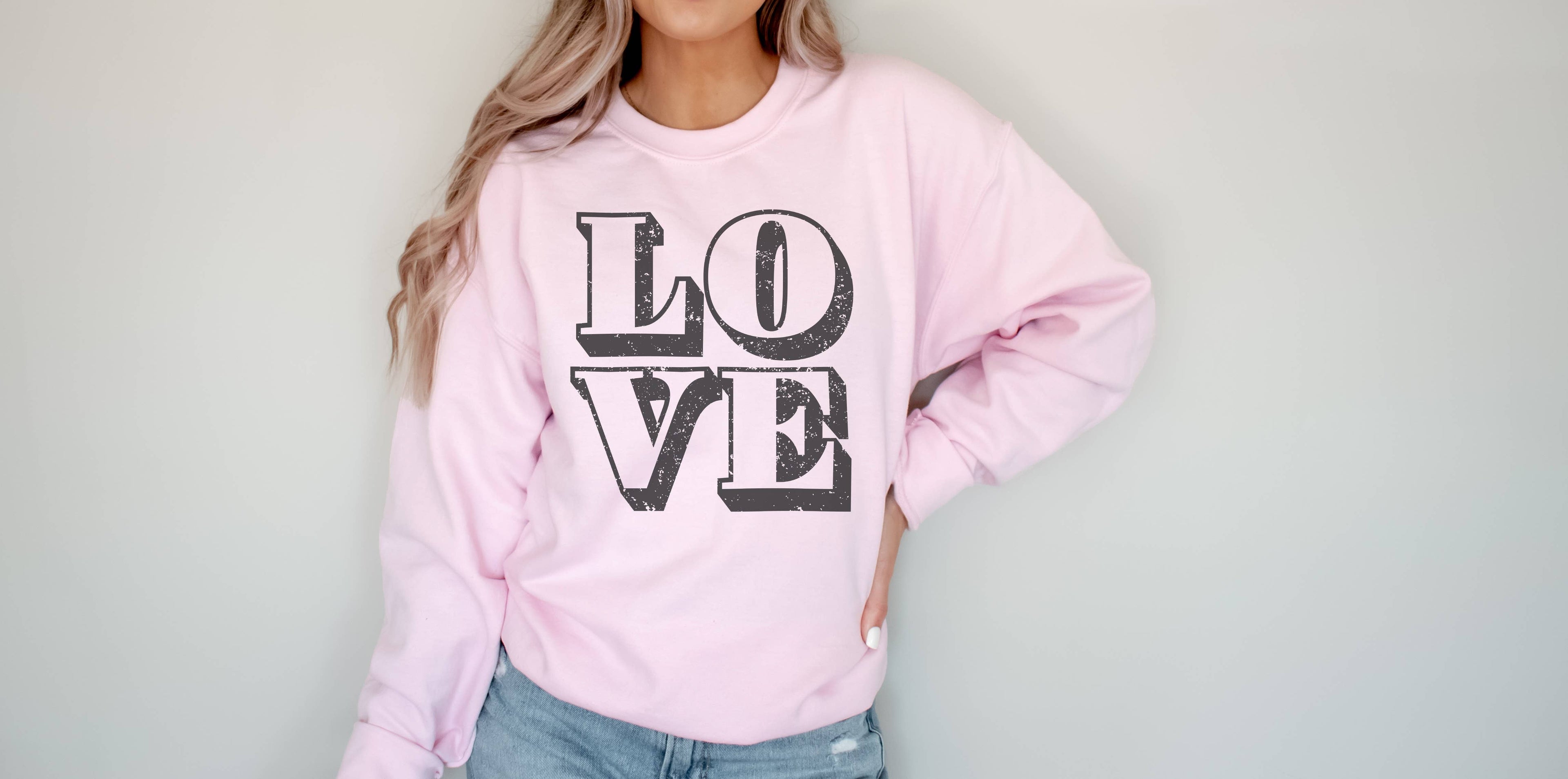 Love Grunge Crew Neck Sweatshirt Valentines T-Shirts, Hoodie | PodTeesHub.com