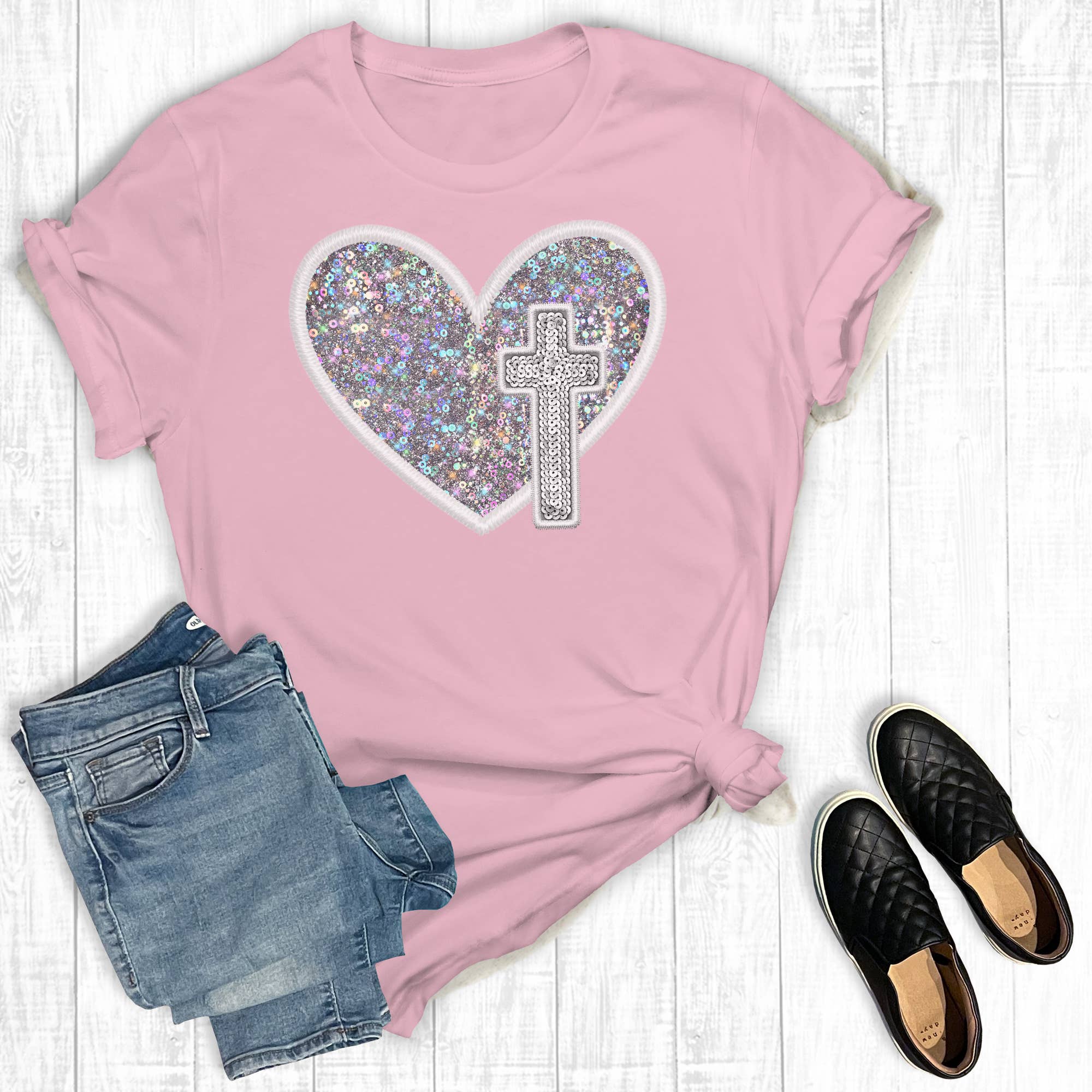Easter Heart Cross Graphic Tee Hoodie, Sweatshirt | PodTeesHub.com
