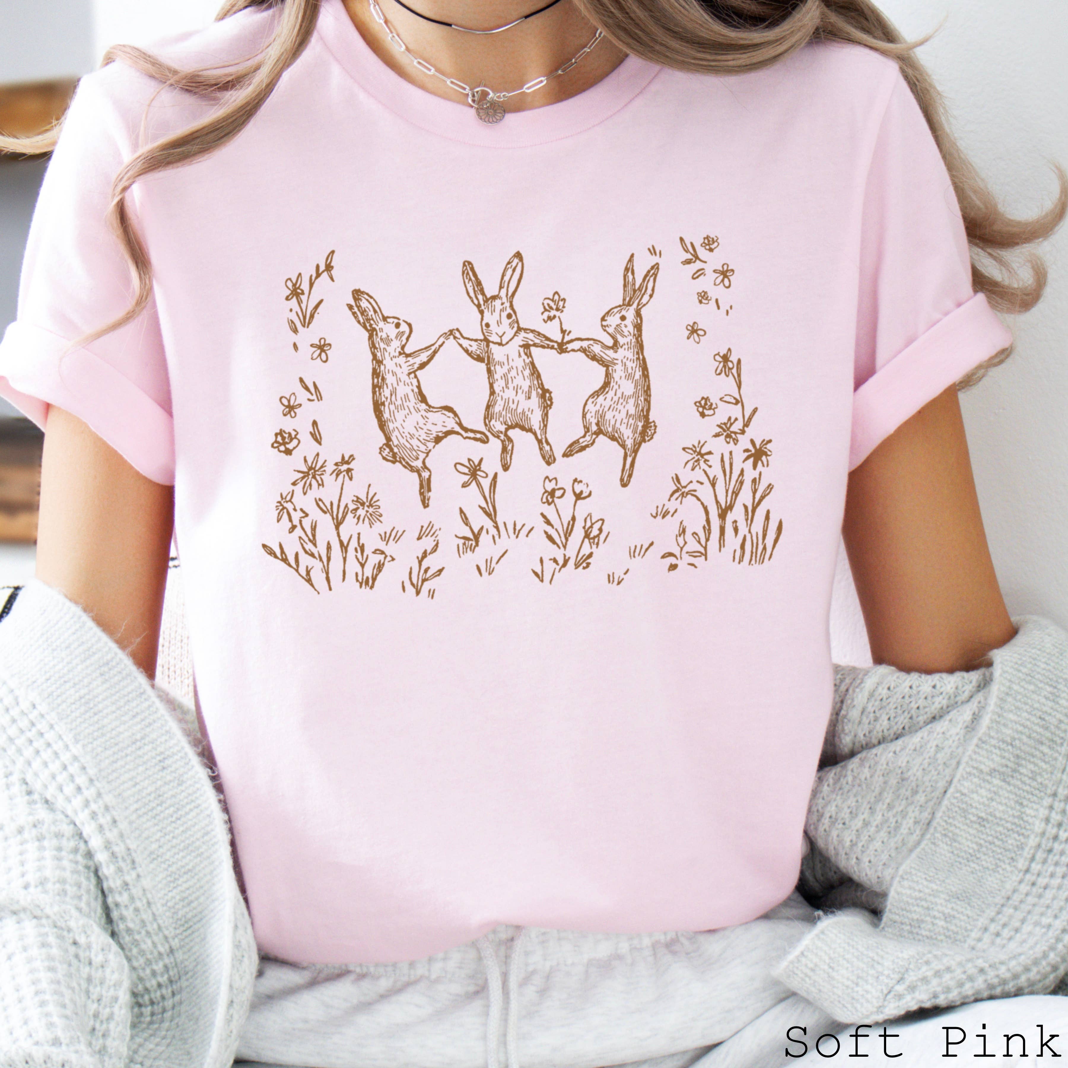 Easter Graphic Tee | Dancing Spring Bunnies  | Bella Canvas Hoodie, Sweatshirt | PodTeesHub.com
