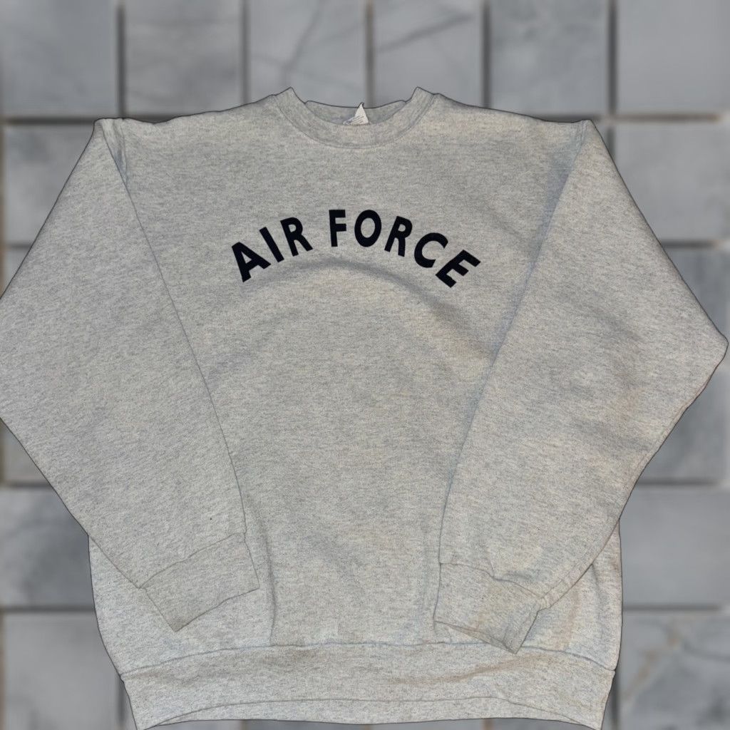 Vintage Air Force Crewneck Sweatshirt Shirt Mens Small Gray Usa Tears Sleeve Distressed Pull Hoodie | PodTeesHub.com