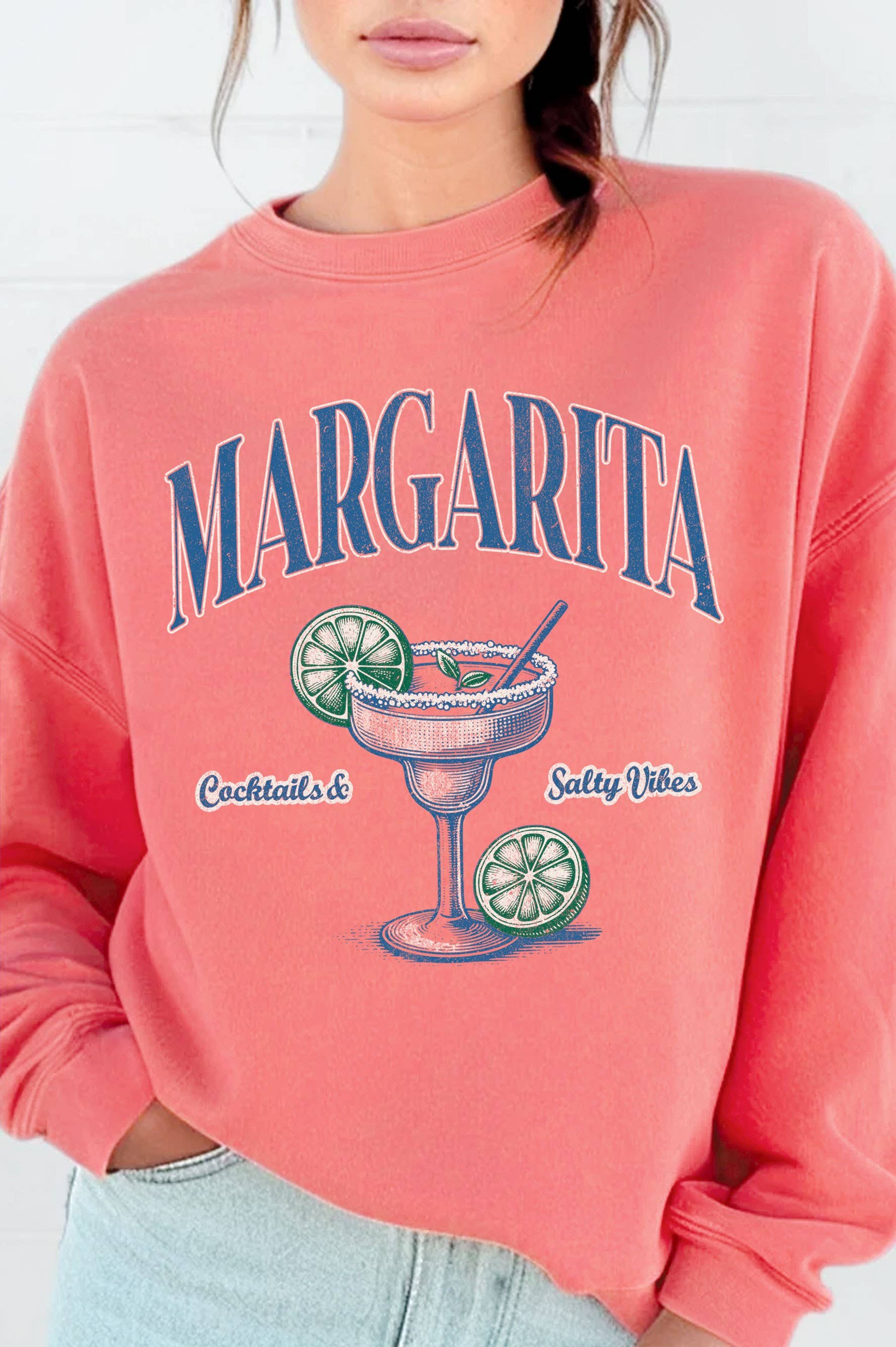 Margarita Cocktails & Salty Vibes Graphic Brushed Sweatshirt T-Shirts, Hoodie | PodTeesHub.com
