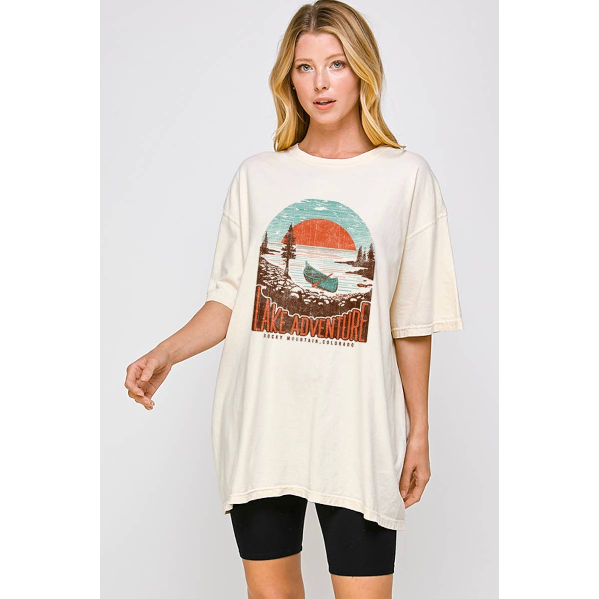 Lake Adventure  Vintage Oversized Tee Hoodie, Sweatshirt | PodTeesHub.com