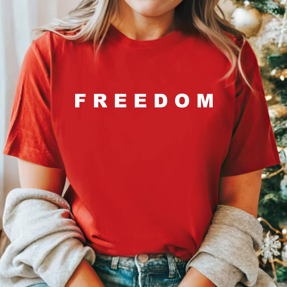 Freedom Premium T-Shirt, Red,  Charlie Kirk Hoodie, Sweatshirt | PodTeesHub.com