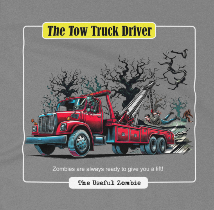 Useful Zombie "Tow Truck Driver" T-Shirt (Sport Gray) Hoodie, Sweatshirt | PodTeesHub.com