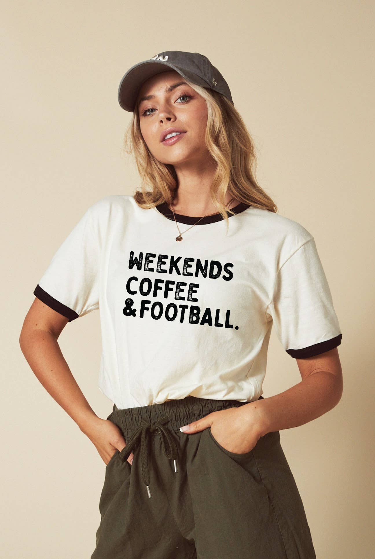 Weekends Coffee and Football Ringer Graphic T-Shirt Hoodie, Sweatshirt | PodTeesHub.com