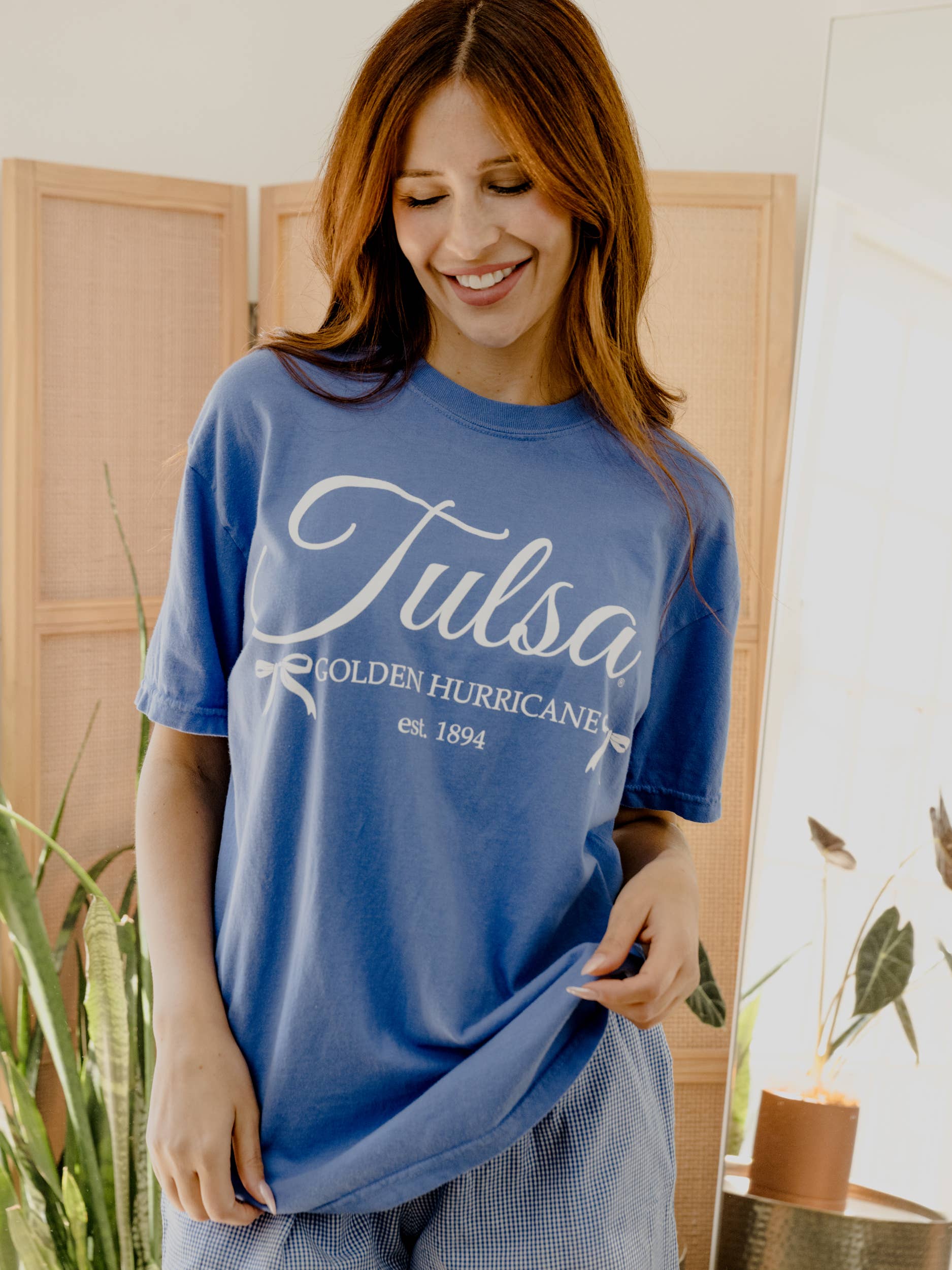 Tulsa Golden Hurricane Est. Bows Blue Comfort Colors Tee Hoodie, Sweatshirt | PodTeesHub.com