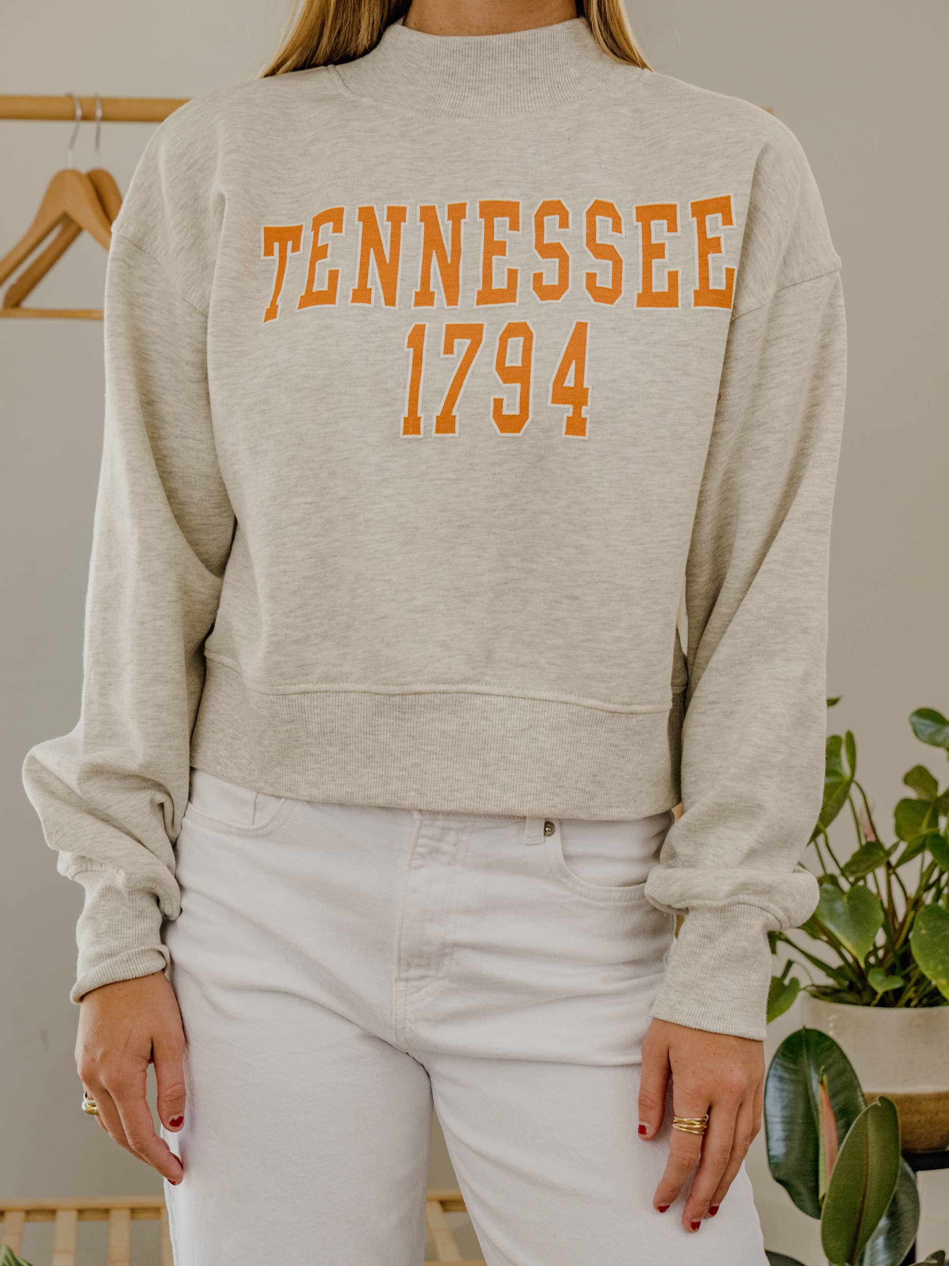 Tennessee College Block Puff Ink Gray Mock Neck Sweatshirt T-Shirts, Hoodie | PodTeesHub.com