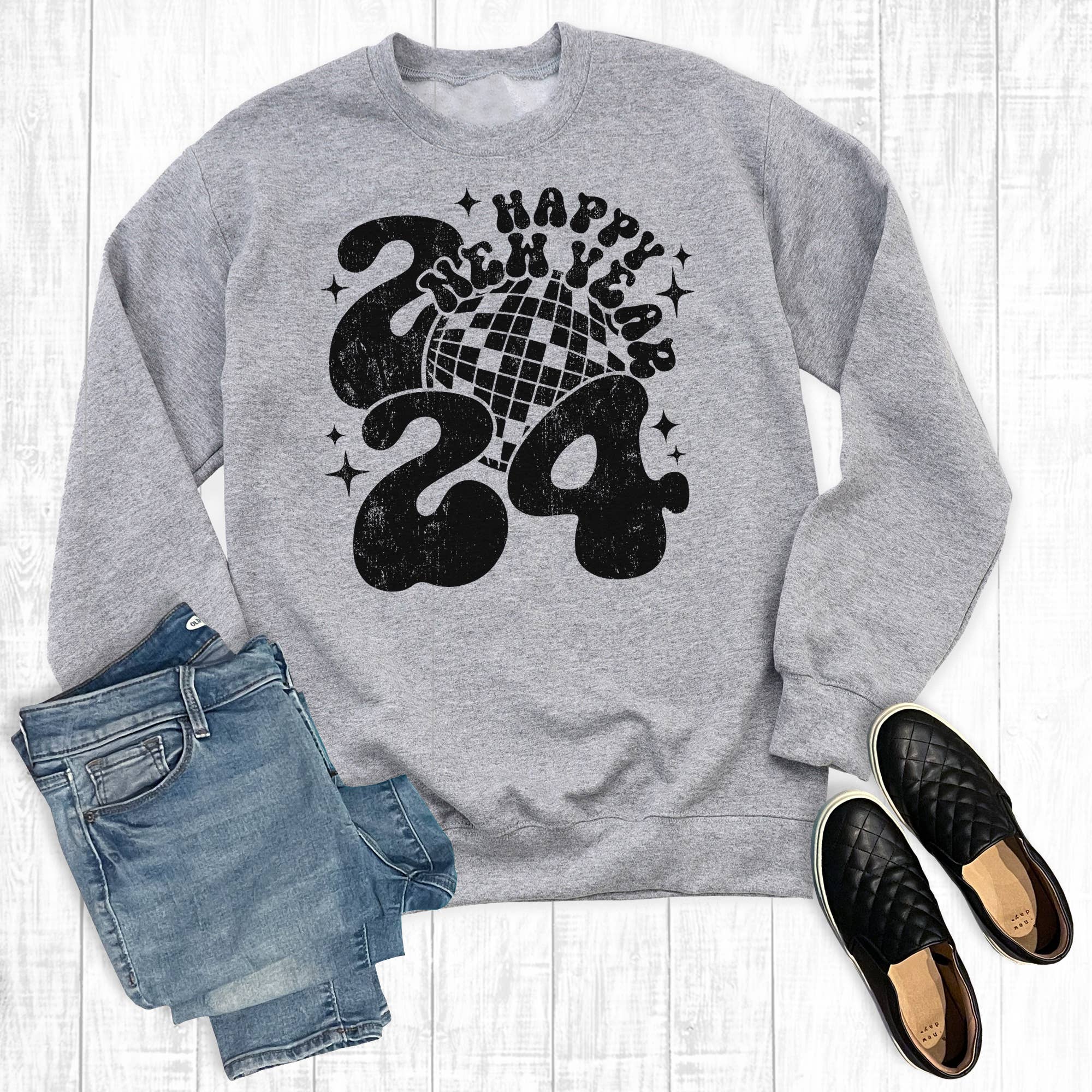 Happy New Year 2024 Disco Sweatshirt T-Shirts, Hoodie | PodTeesHub.com