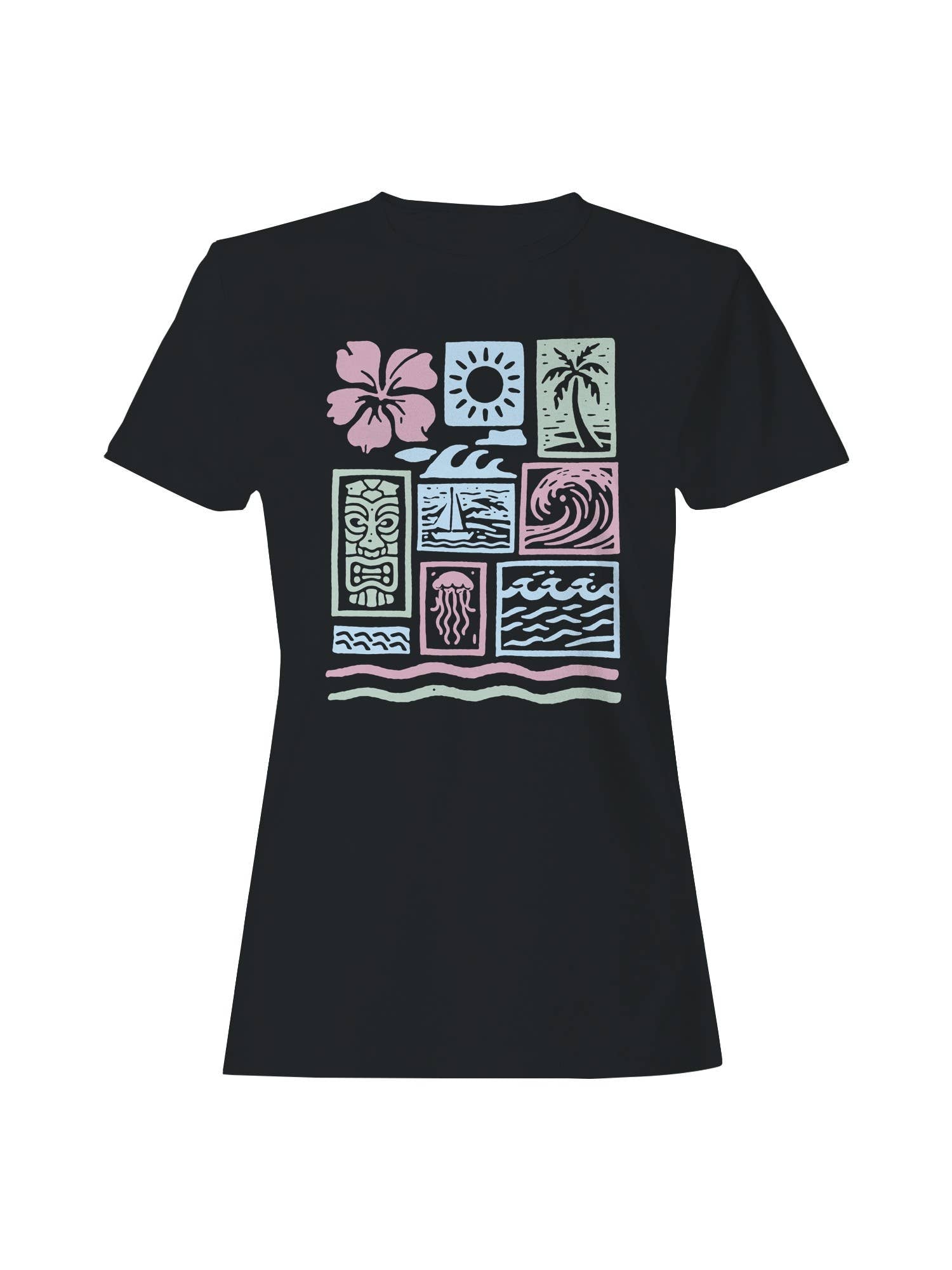 Tropical Vibes Ocean Graphic Women's T-Shirt Hoodie, Sweatshirt | PodTeesHub.com