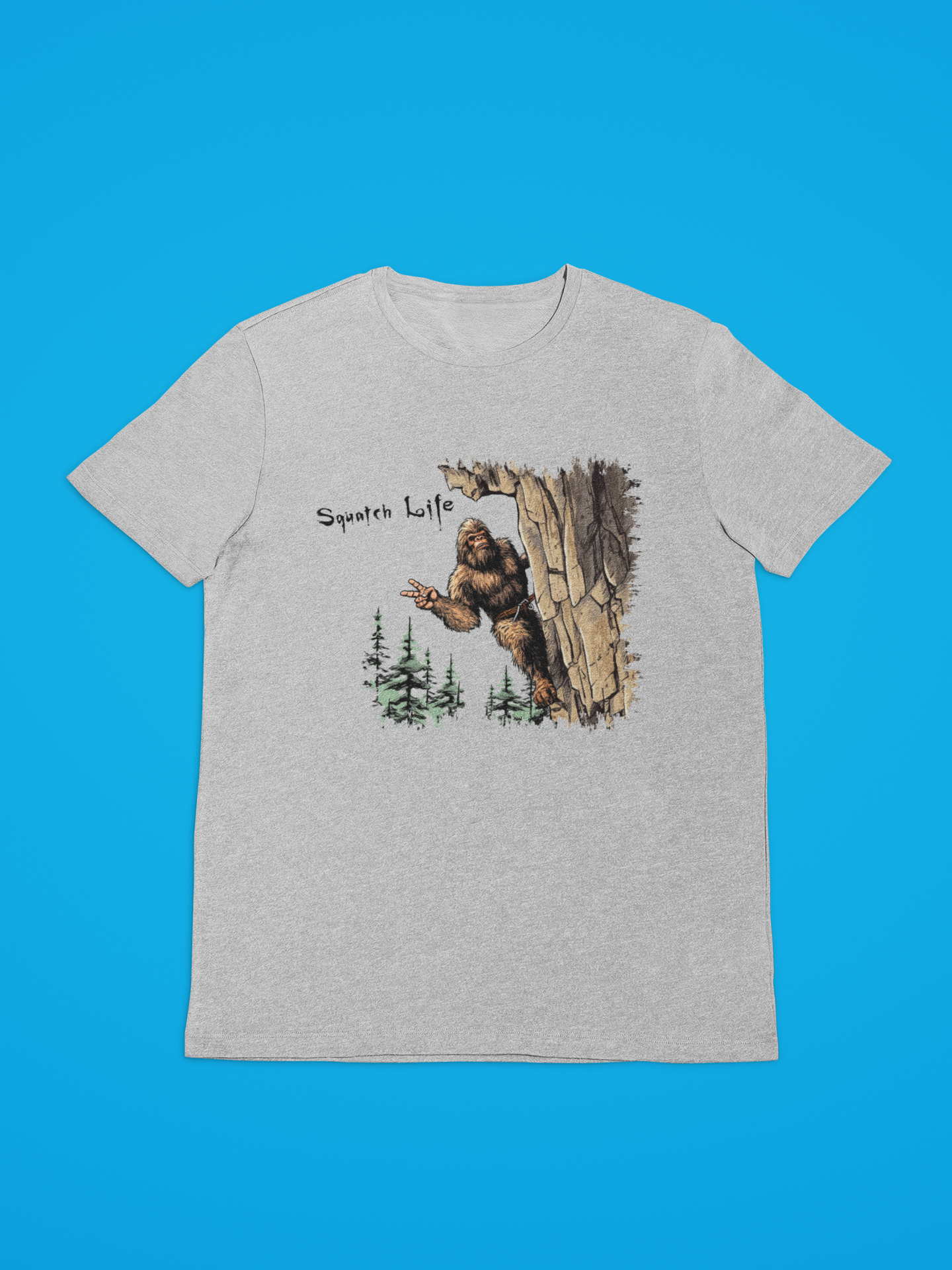 Squatch Life Rock Climbing Bigfoot Grey T-Shirt Hoodie, Sweatshirt | PodTeesHub.com
