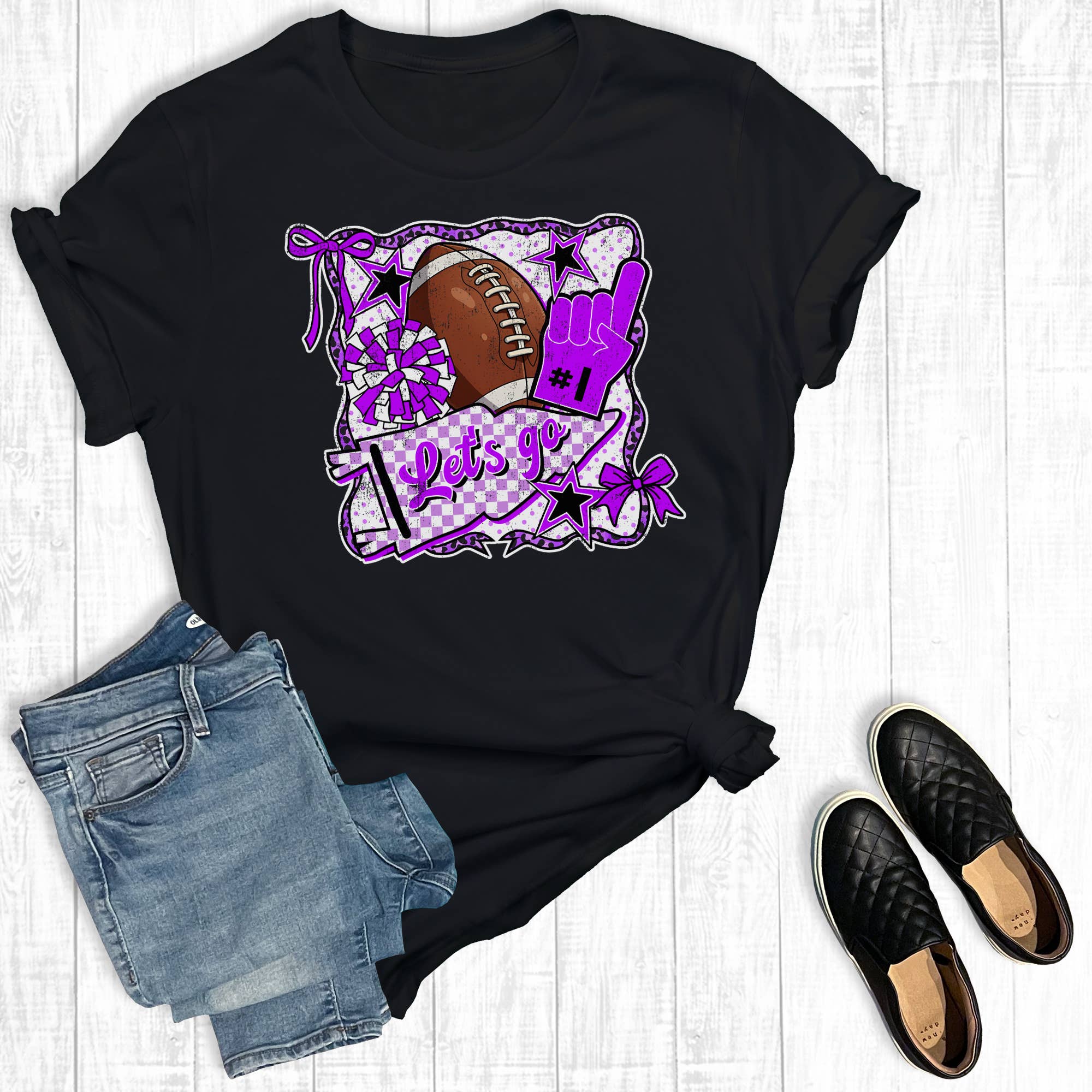 Custom Let's Go Football Collage Graphic Tee Hoodie, Sweatshirt | PodTeesHub.com