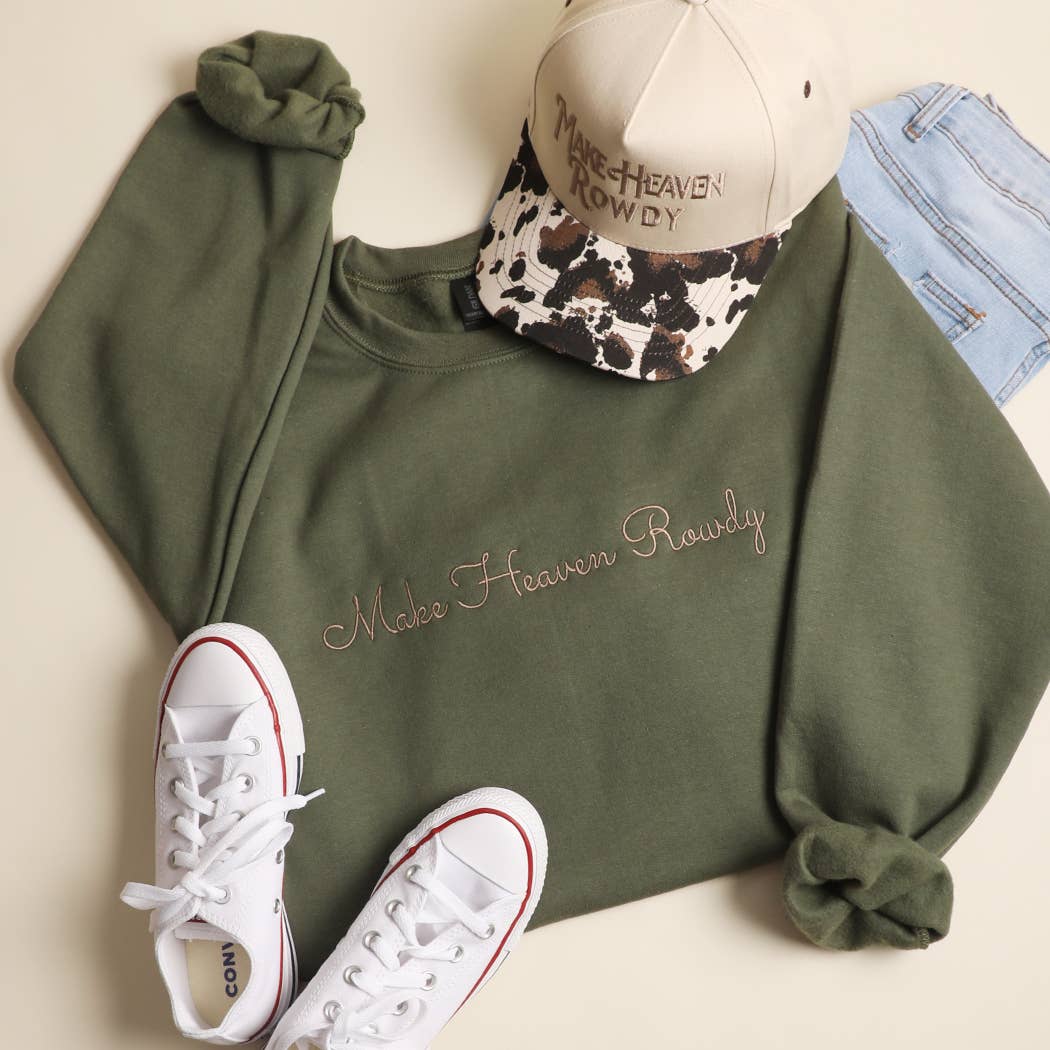Make Heaven Rowdy Embroidered Fleece Heavyweight Sweatshirt T-Shirts, Hoodie | PodTeesHub.com