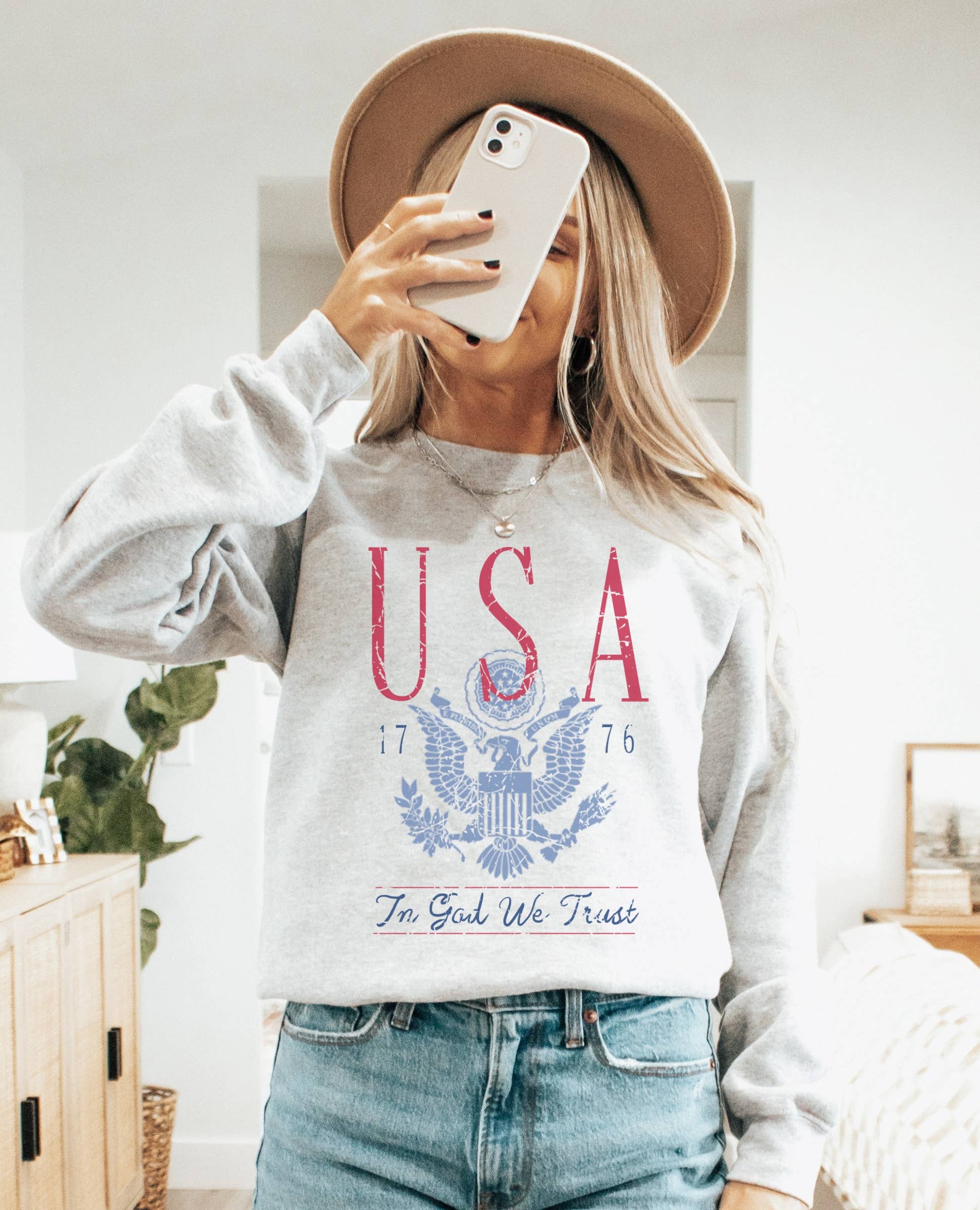 In God We Trust Crew Neck Sweatshirt T-Shirts, Hoodie | PodTeesHub.com