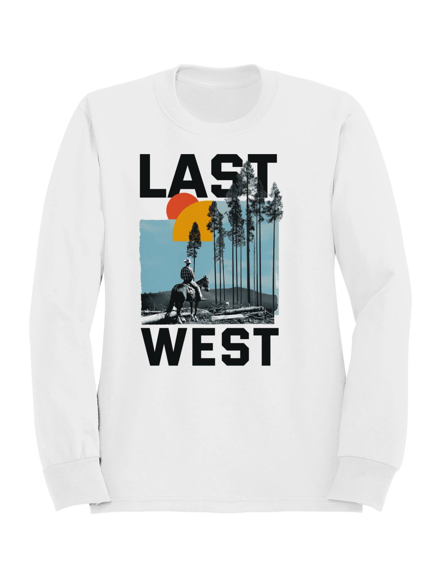 Last West Cowboy At Sunset Women's Sweatshirt T-Shirts, Hoodie | PodTeesHub.com