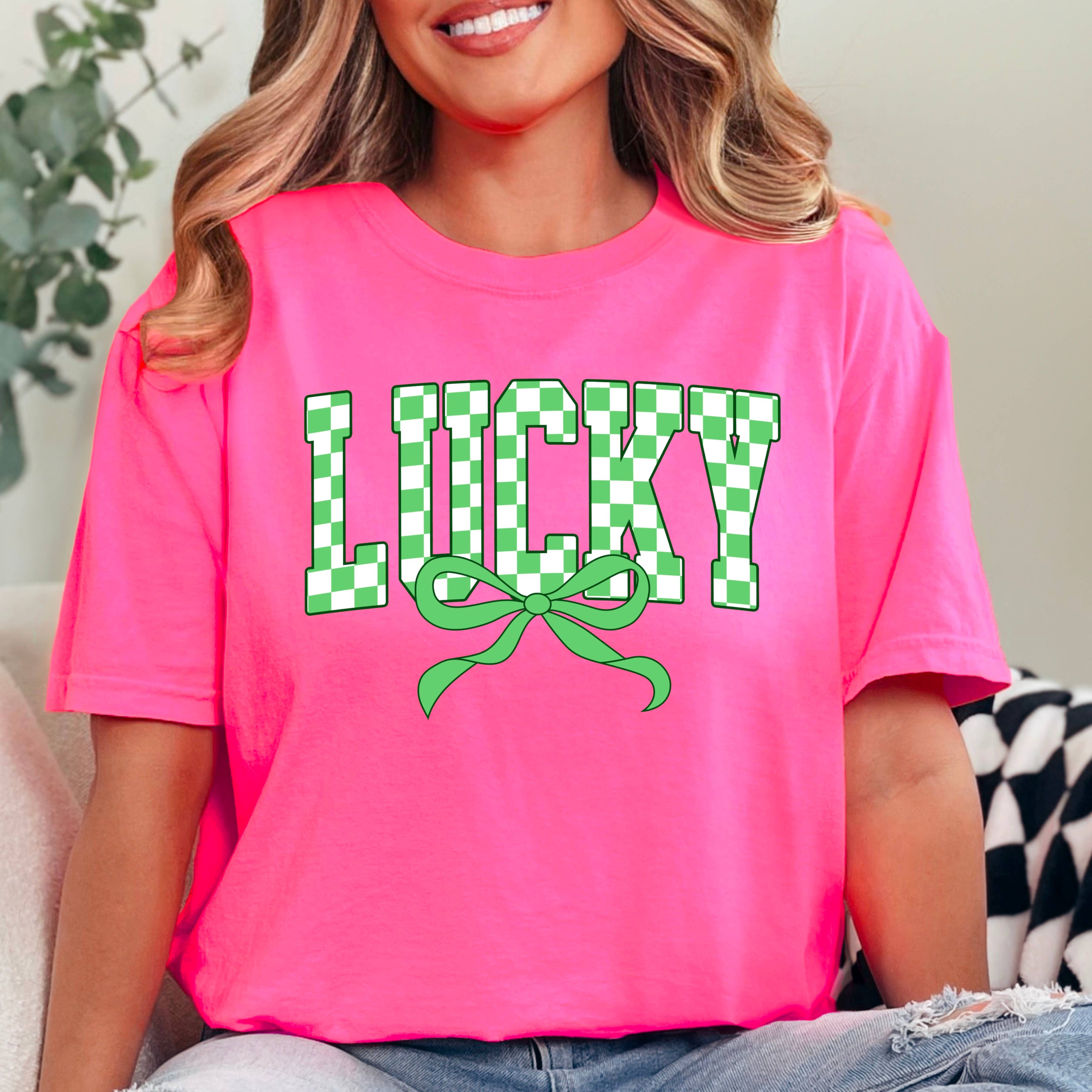 Lucky Bow St. Patrick’S Day Graphic Tee | Comfort Colors Hoodie, Sweatshirt | PodTeesHub.com